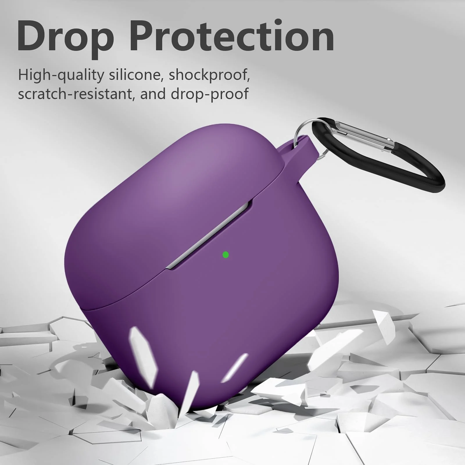 DL3 Mobilak AirPods 3 Case Cover, Silicone Protective Accessories Skin with Keychain Compatible with Apple AirPod 3rd Generation 2021 for Women Girl, Front LED Visible - Violet