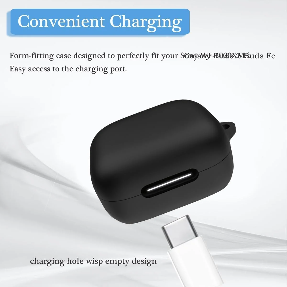 DL3 MOBILAK Soft Silicone Earbuds Case with Carabiner for Anker Soundcore R50i NC / P30i, Black