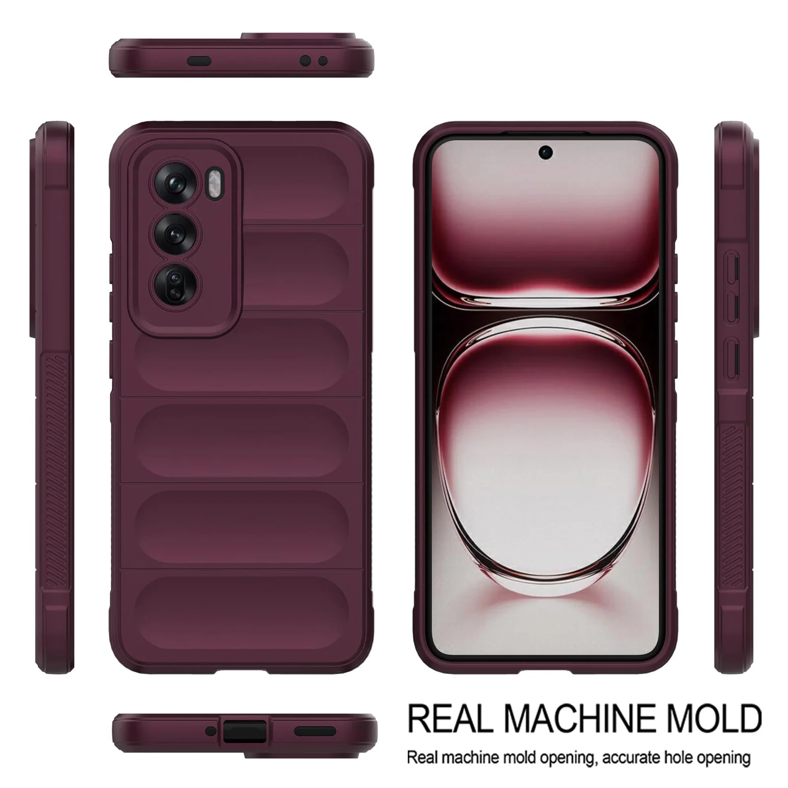 DL3 Mobilak Rugged Protective Case for OPPO Reno 12 5G, Camera protection, Shock-absorbing protection, Non-slip grip - Wine Red