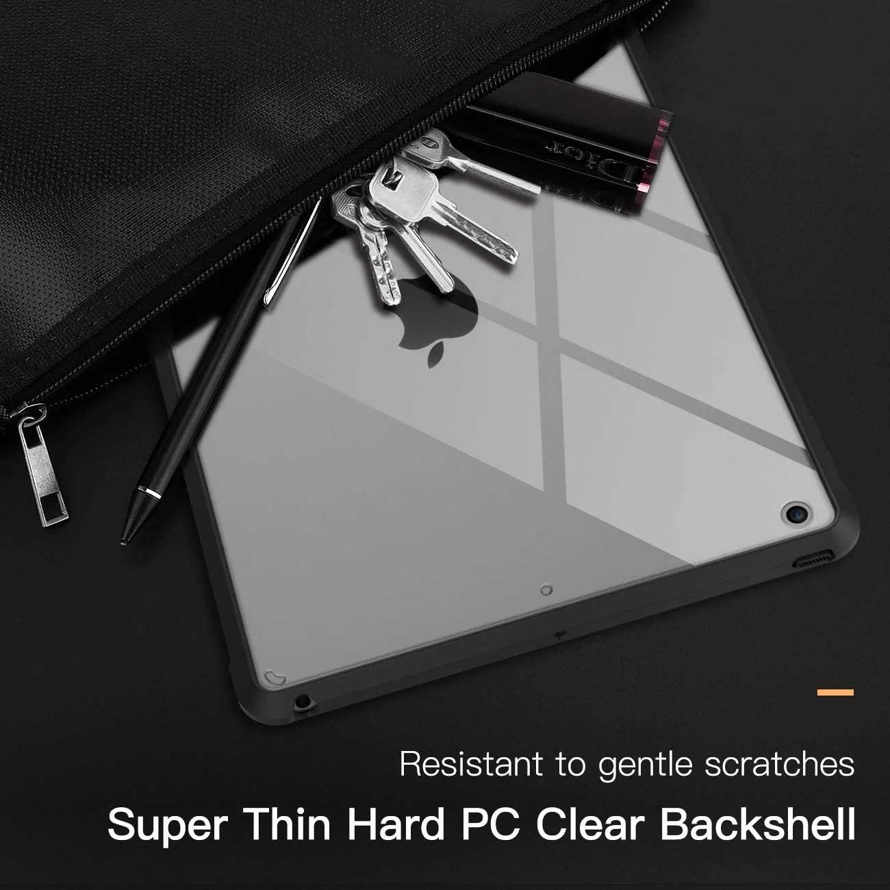 DL3 Mobilak Case for iPad 10.2-Inch (9th/8th/7th Generation, 2021/2020/2019), Case Clear, iPad Case Slim Transparent Hard PC Back Cover TPU Frame Shell - Black