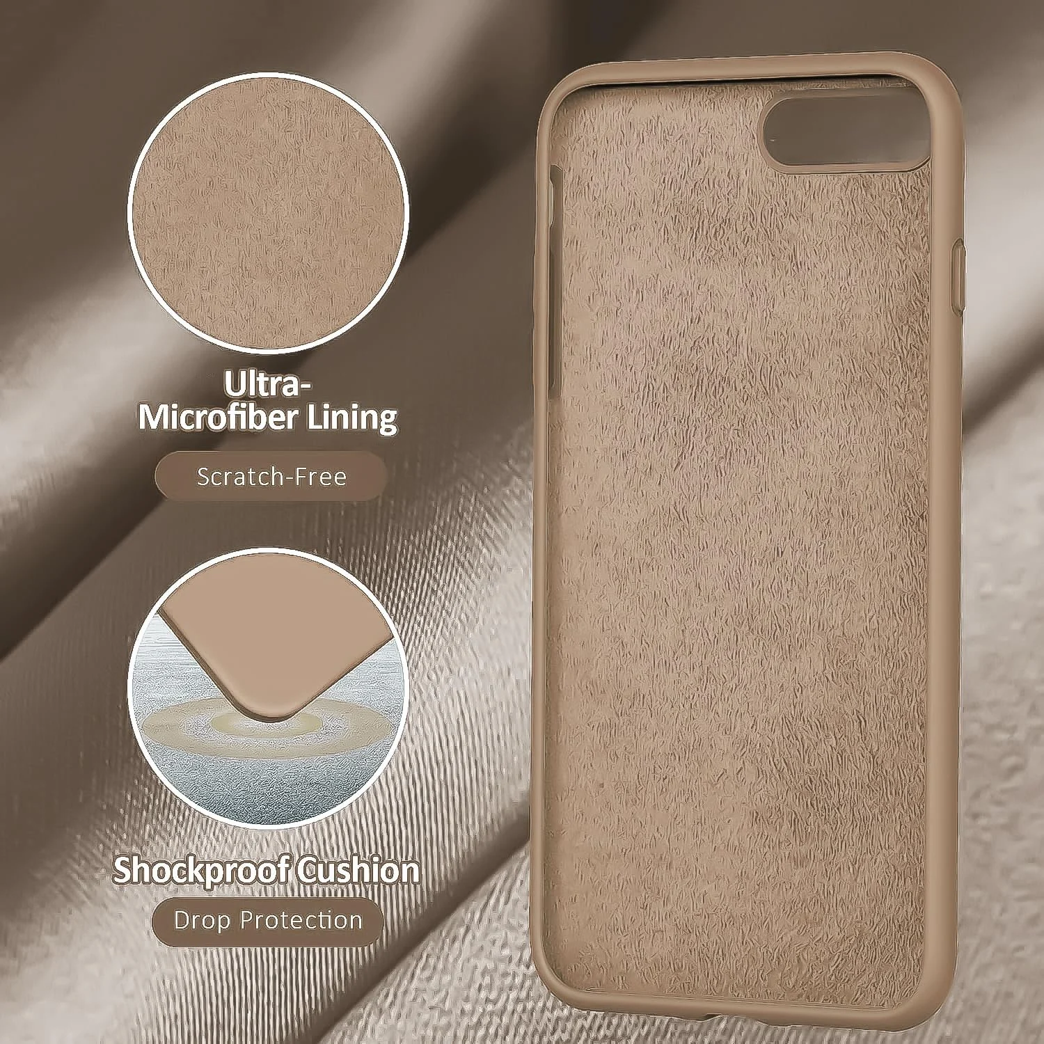 DL3 Mobilak Compatible with iPhone 7 Plus/iPhone 8 Plus Case, Liquid Silicone Case, Full Body Protective Cover, Shockproof, Slim Phone Case, Anti-Scratch Soft Microfiber Lining - Desert