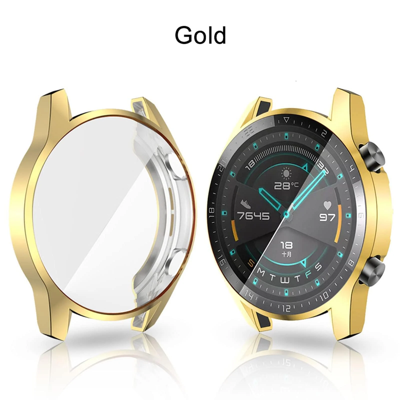 DL3 Mobilak Case Compatible with Honor Magic 2 46MM Case All-Around Screen Protector Watch Soft TPU Shockproof Cover Slim Guard Thin Bumper Shell Protector - Gold