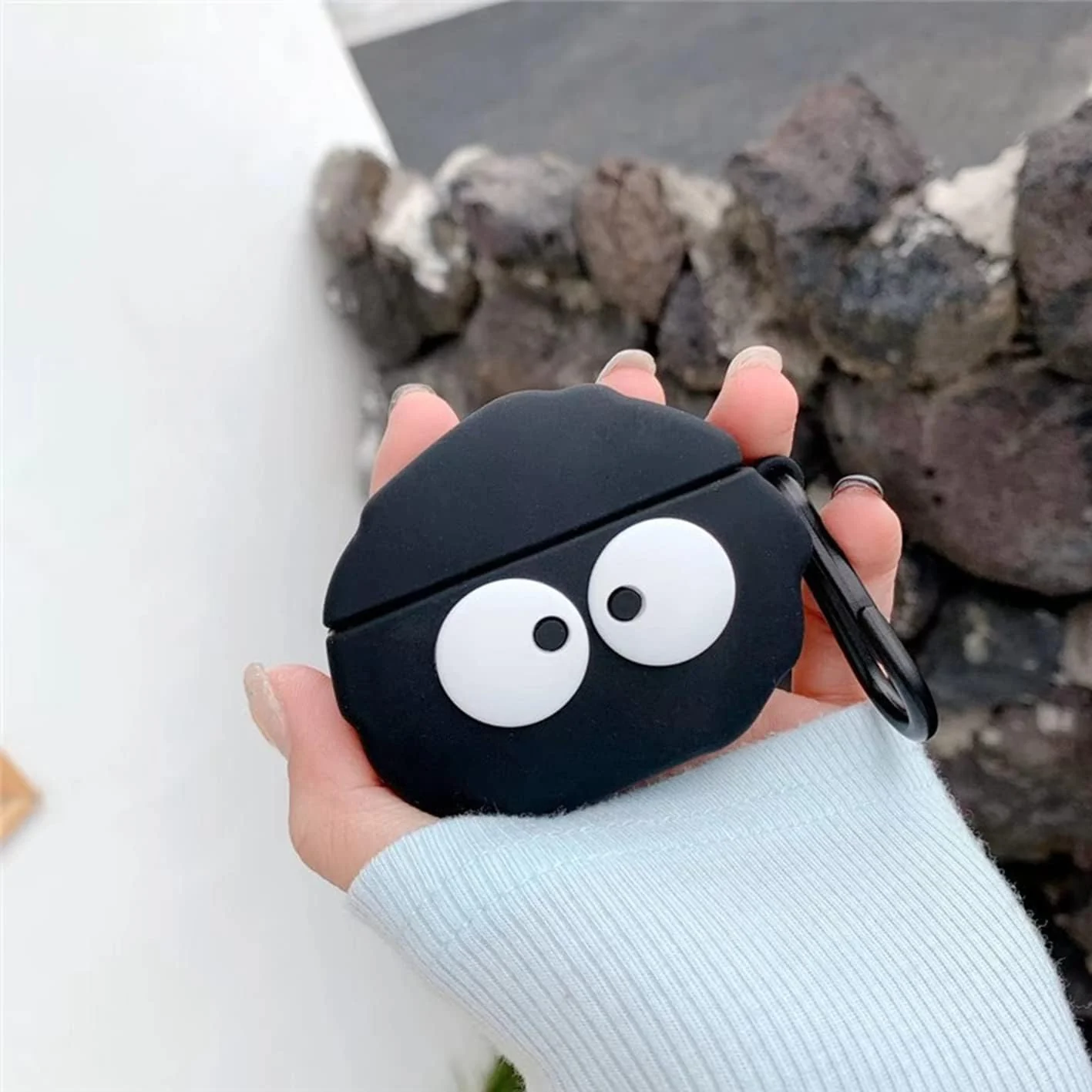 DL3 Mobilak Compatible with AirPods Pro 2/1 Gen Case Soft Silicone Shockproof Cover for Apple iPod Pro 2nd/1st Generation, New 3D Cute Cartoon Creative Fun Case with Keychain Design - Black White1