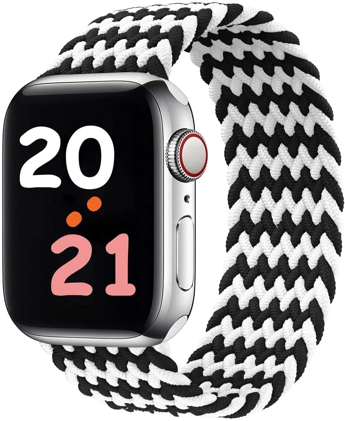 DL3 Mobilak Braided Solo Loop Band For Apple Watch Band 49mm 45mm 44mm 42mm, Replacement Wristband Nylon Strap for iWatch Series SE 9/8/7/6/5/4/3/2/1/Ultra/Ultra 2 (White, Small), unisex-adult - Black