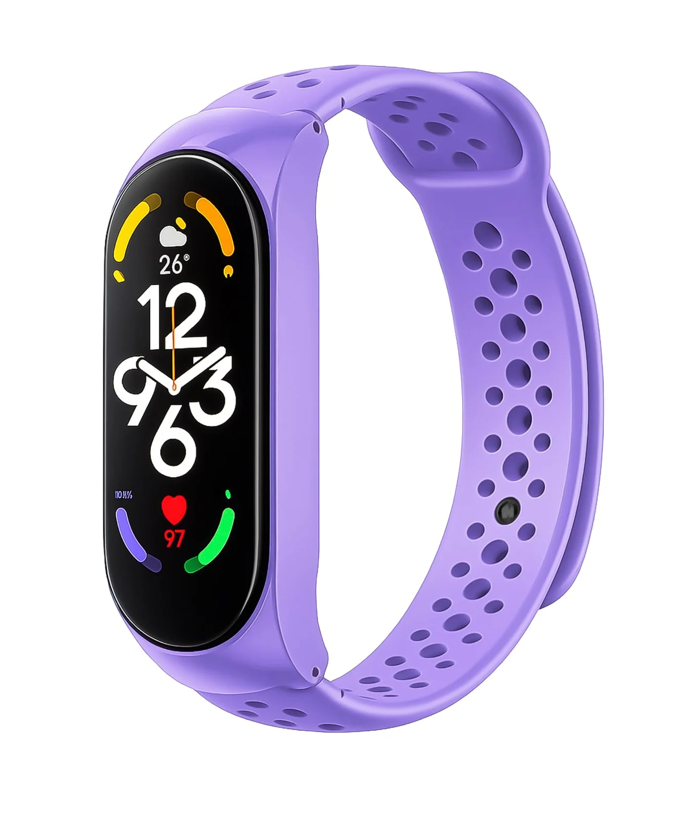 DL3 Mobilak Xiaomi Mi Band 10/9 / 8 Protective Sport Band with Case, Soft Silicone Strap with Built-in Cover, Breathable Vent Holes For For Xiaomi Smart Band 10/9/8 - Light Purple