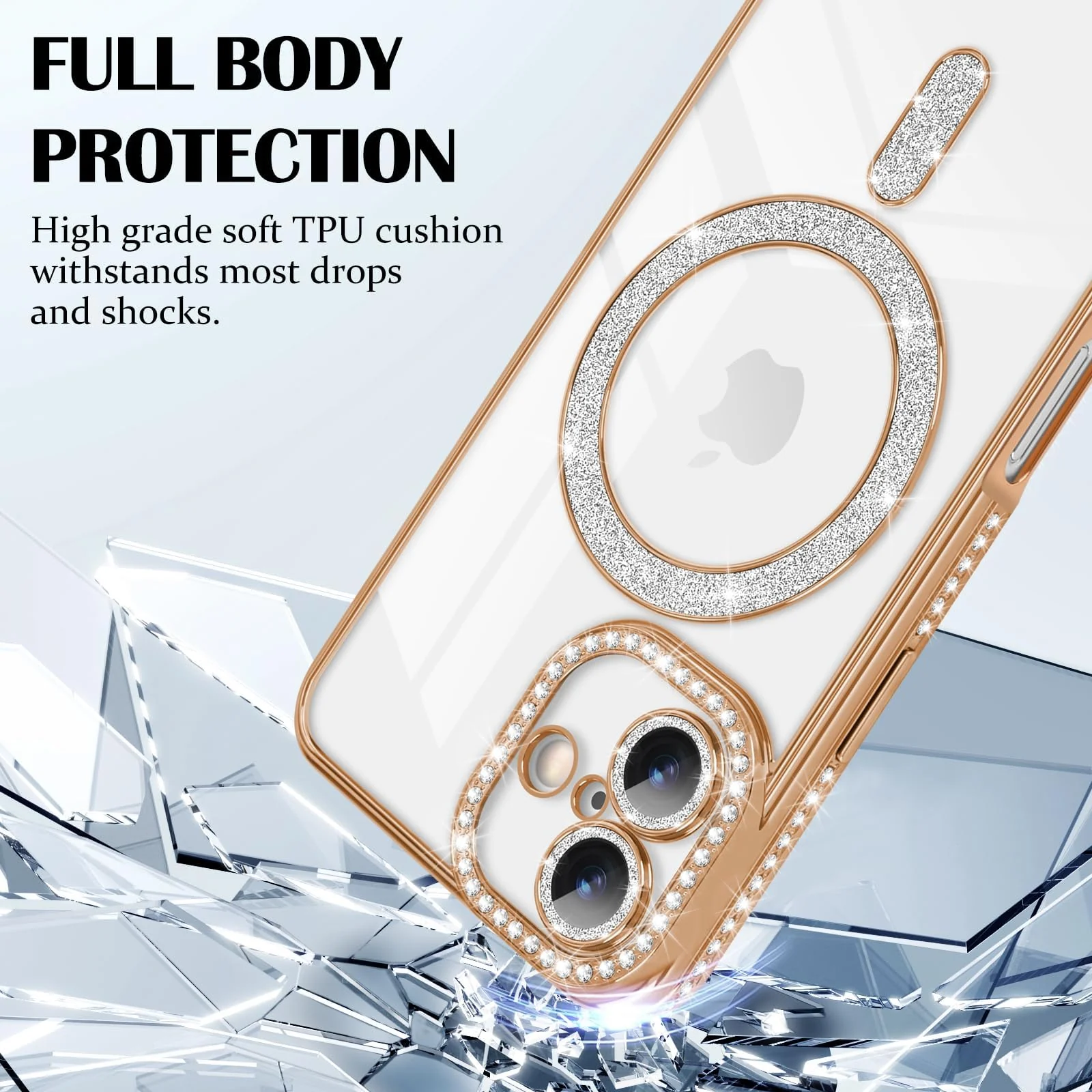 DL3 Mobilak MagSafe-Compatible Magnetic Case for iPhone 16 with Camera Protection and Magnetic Car-Mount Support - Gold