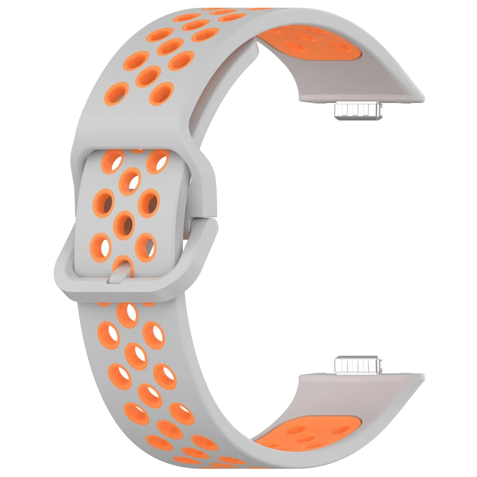 DL3 Mobilak Silicone Strap for Huawei Watch Fit 3, [Breathable] Soft Silicone Sport Wristband Bracelet Replacement Strap, Two-tone Strap, Adjustable Design, for Huawei Watch Fit3 - Gray Orange