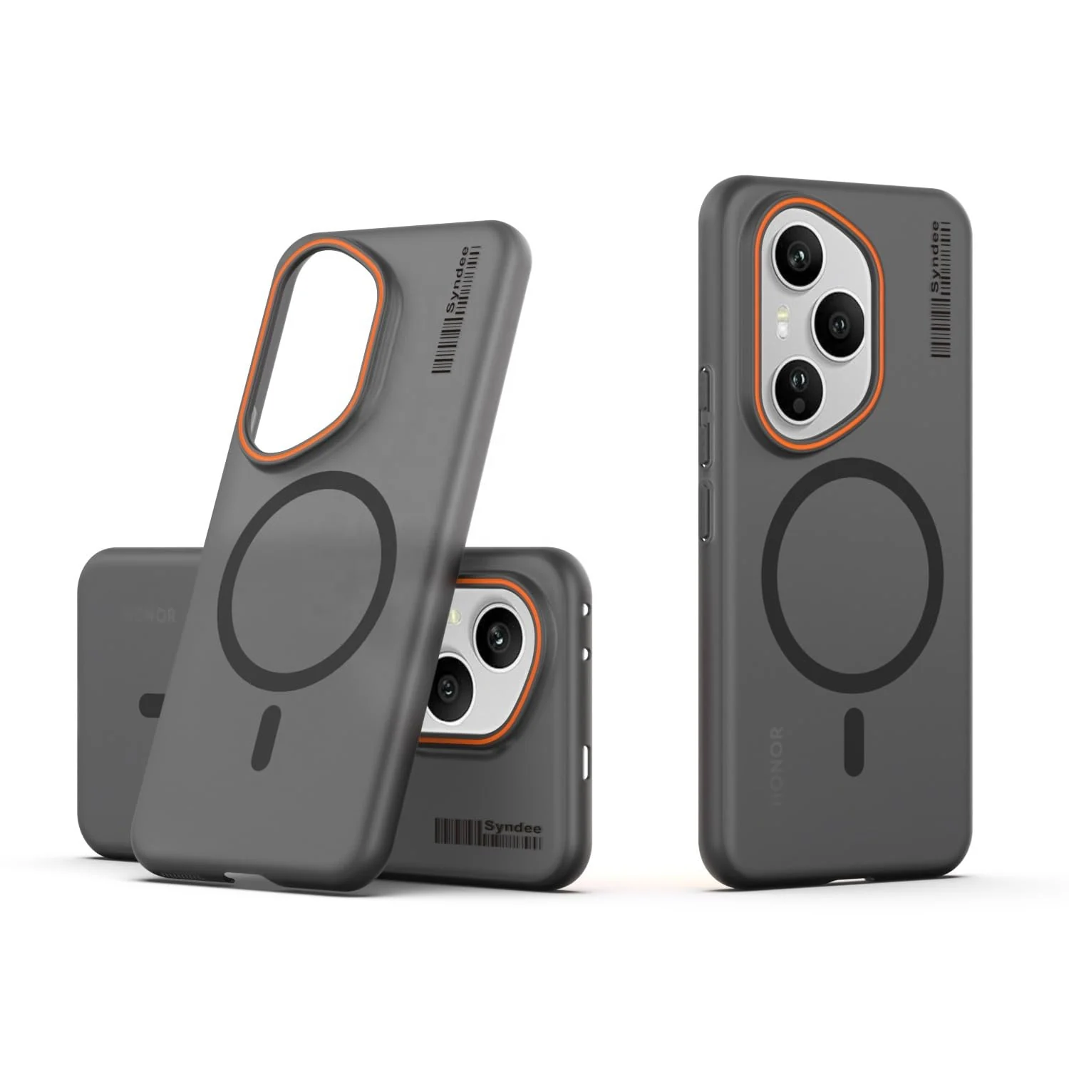 DL3 Mobilak Translucent Matte Case for Honor 400 Pro 5G, Compatible with MagSafe accessories, Shock-absorbing protection, Integrated ring holder - Black