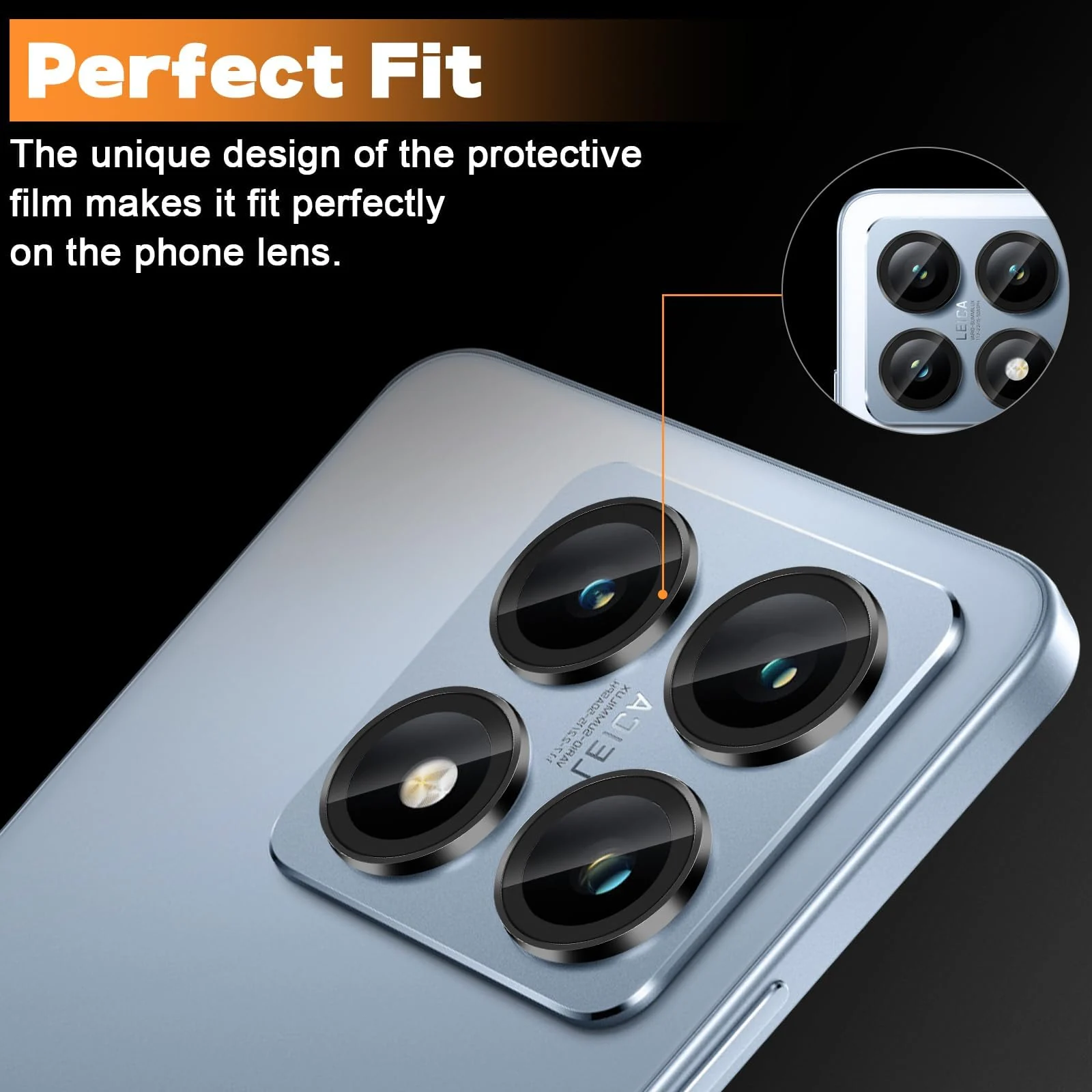 DL3 Mobilak Camera Lens Protector for Xiaomi 14T Accessories, 9H Tempered Glass Metal Individual Ring Camera Cover Screen Protector, Case Friendly, Anti Scratch - Black