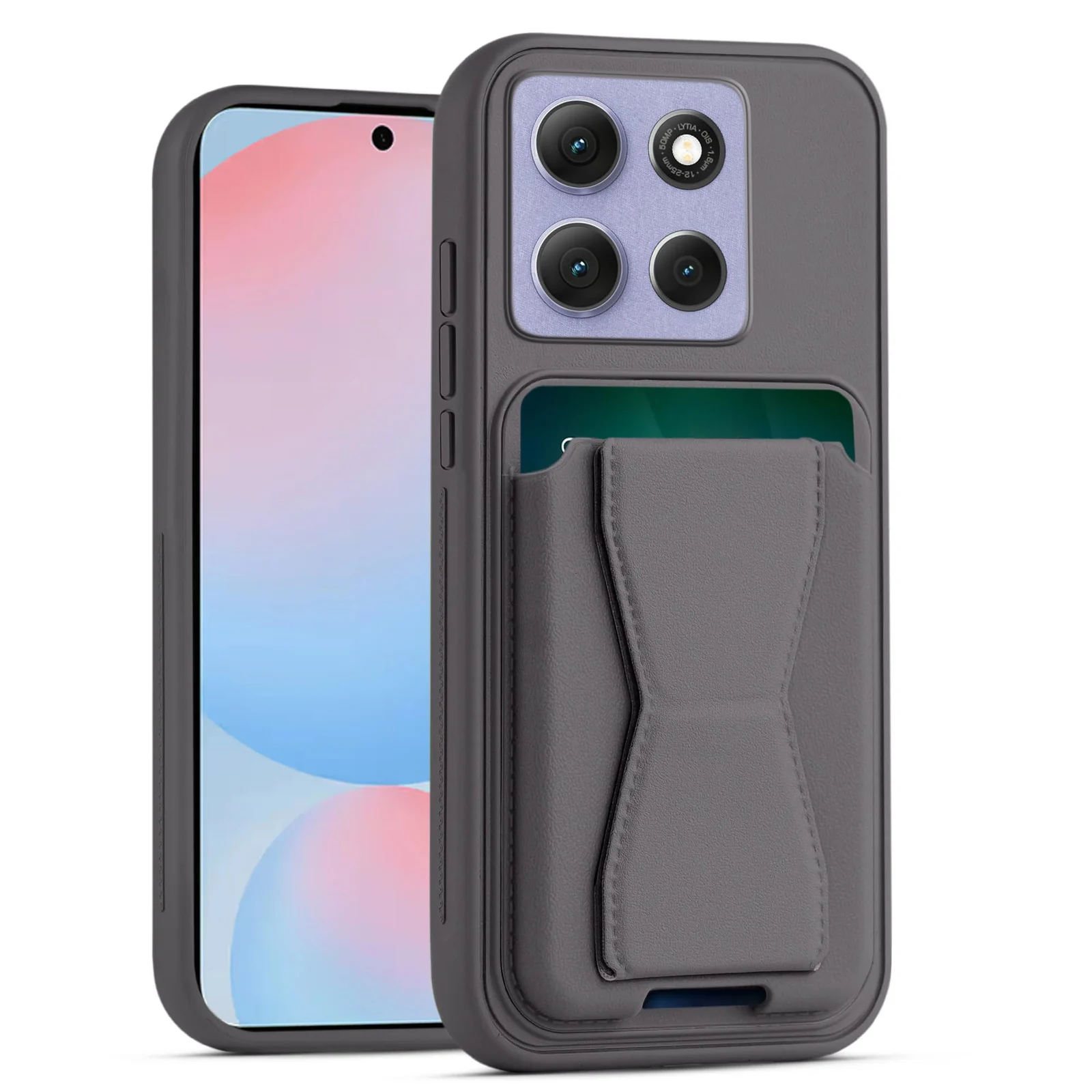 DL3 Mobilak Leather Wallet Case for Motarala Moto G86 / G86 Power 5G, Camera protection, Shock-absorbing protection, Built-in kickstand - Lavender Purple