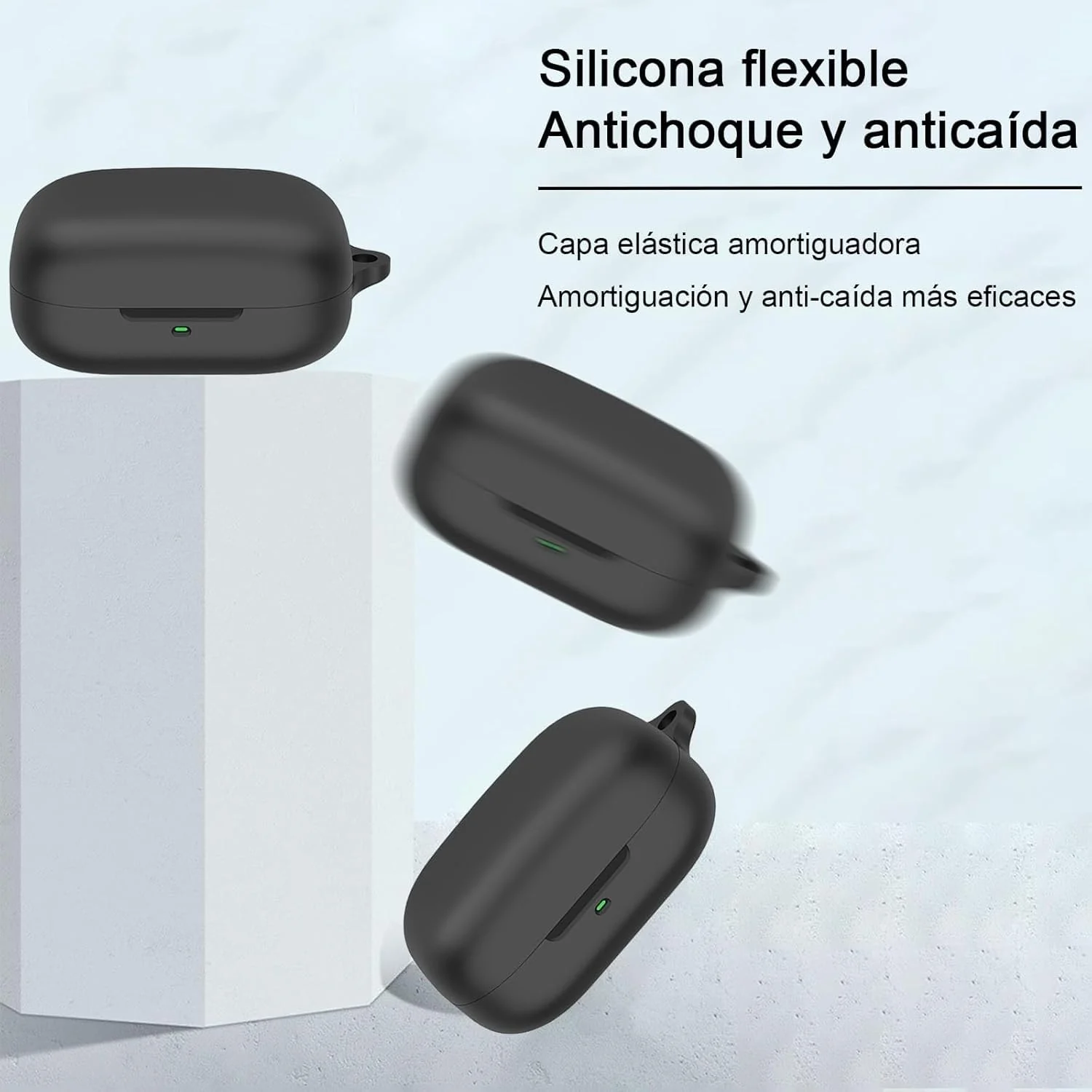 DL3 Mobilak Compatible with Motorola Moto Buds/Moto Buds Buds+ Case Cover, Soft Silicone Shockproof Protective Case Wireless Earbuds with Carabiner, Front LED Visible - Black