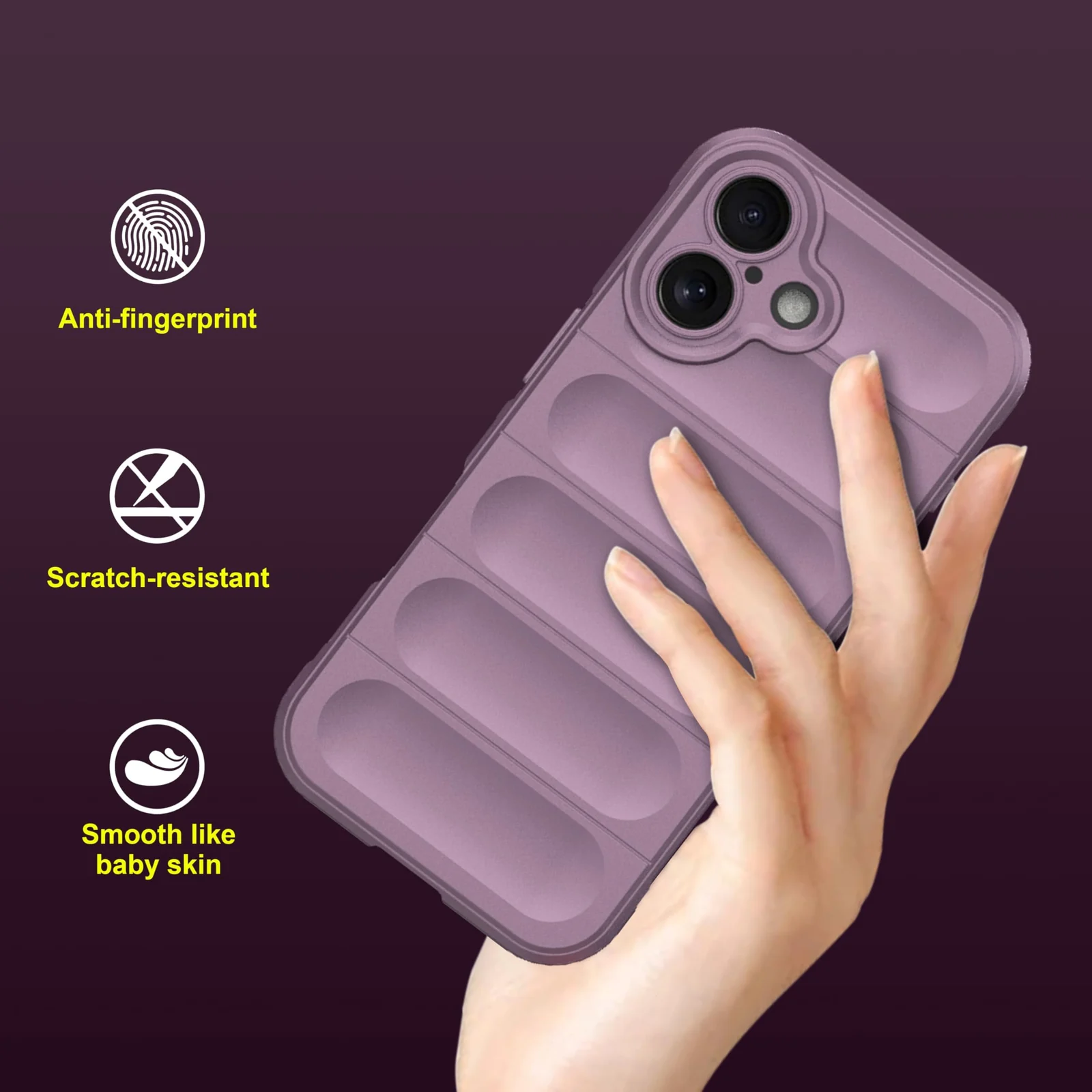 DL3 Mobilak Soft Silicone Protective Case for iPhone 16 Plus with Camera Protection and Shockproof Design - Purple