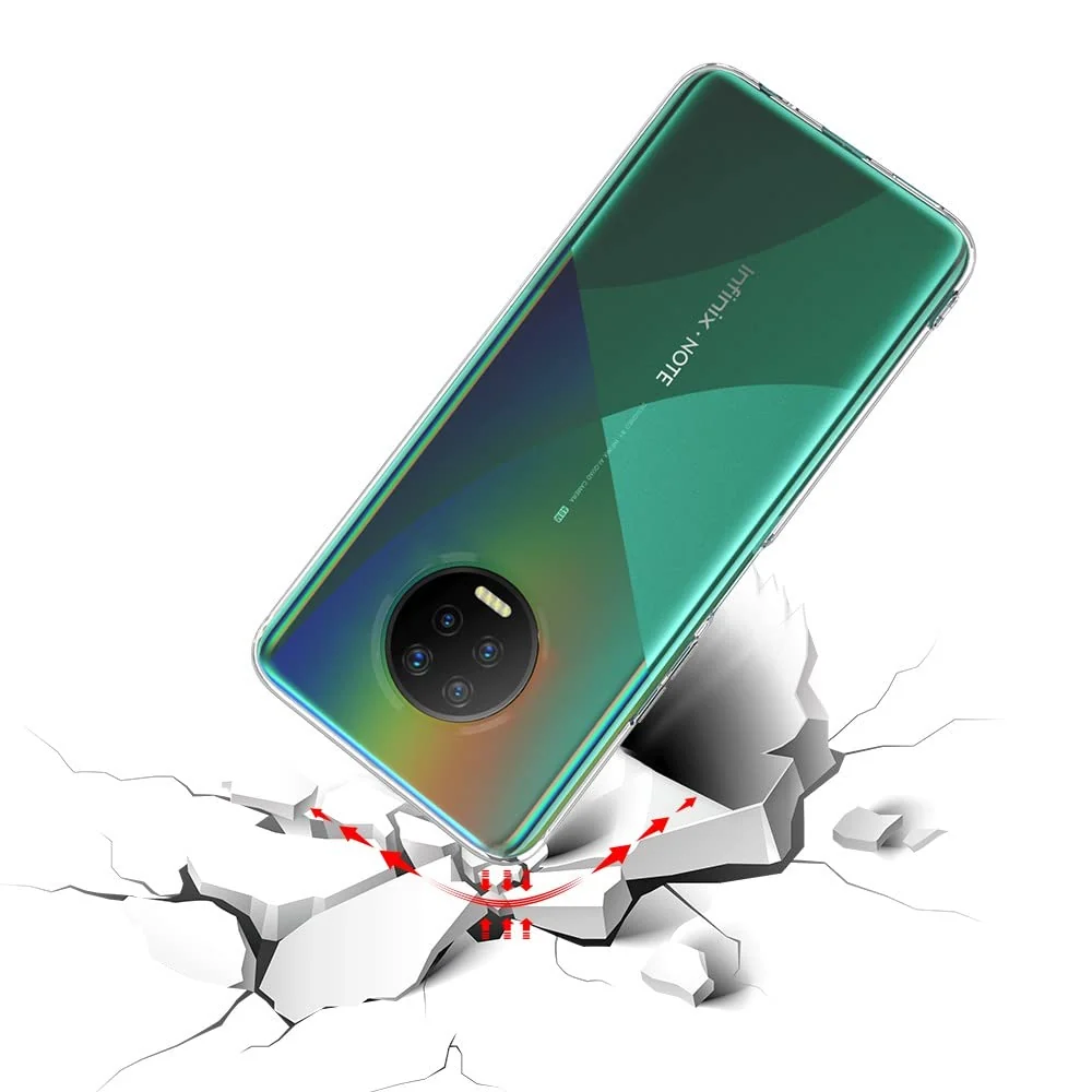 DL3 Mobilak Case Compatible with Infinix Note 7 Case Crystal Soft TPU Gel Case Flexible Silicone Anti-Scratch Camera Protection TPU Cover - Clear
