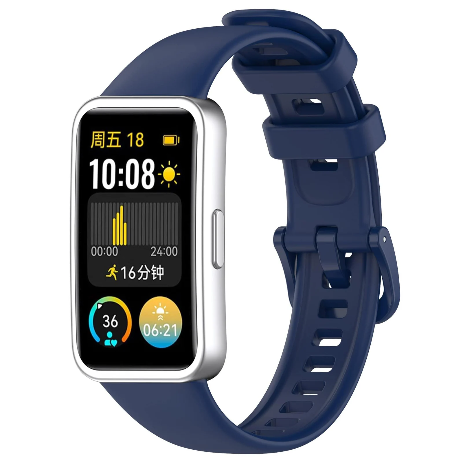 DL3 Mobilak Silicone Bracelet for Huawei Band 9/8, Soft Sport Replacement Strap, Adjustable Waterproof for Women/Men - Blue