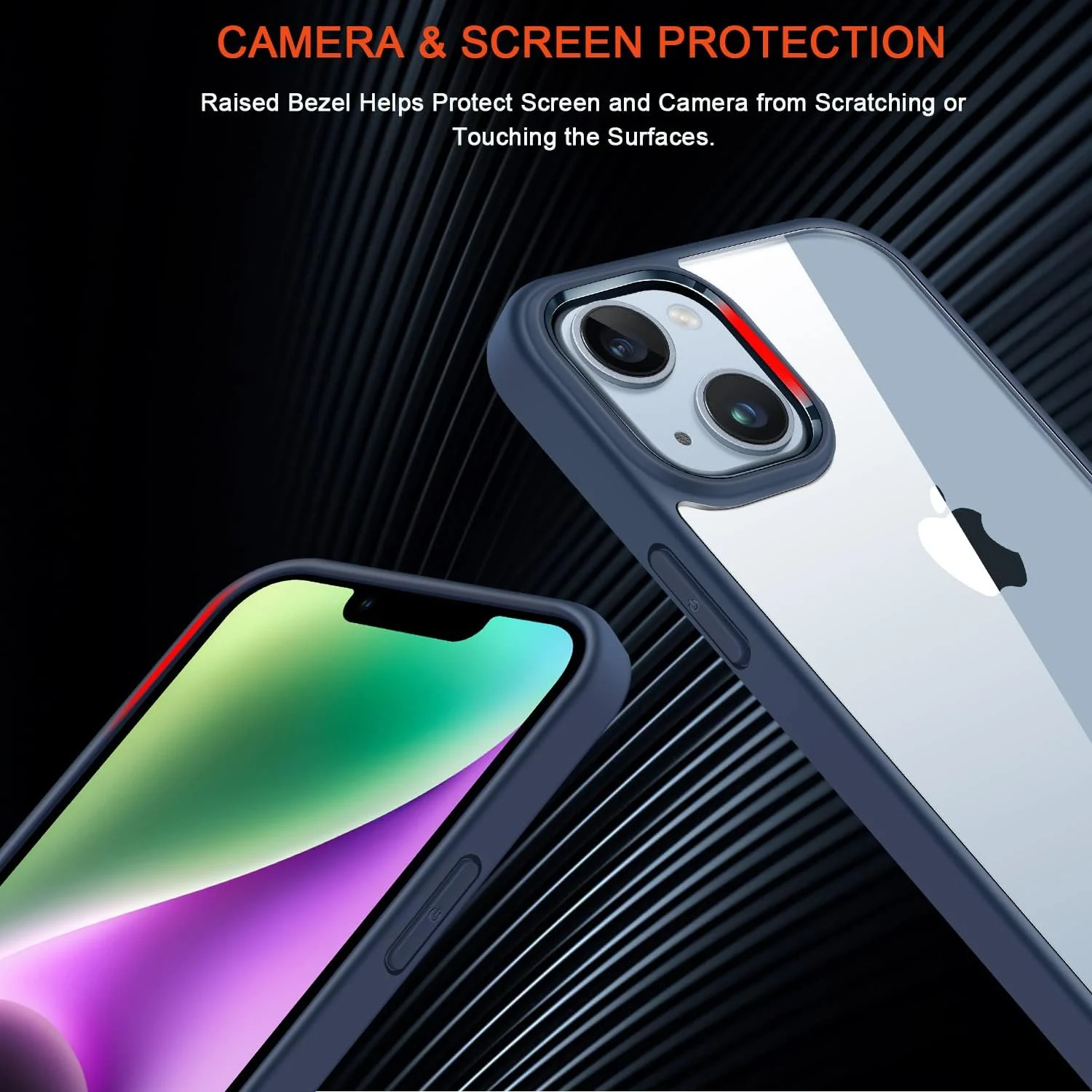 DL3 Mobilak Clear PC and TPU Protective Case for iPhone 13 / iPhone 14 with Shockproof Design and Anti-Yellowing Design - Blue