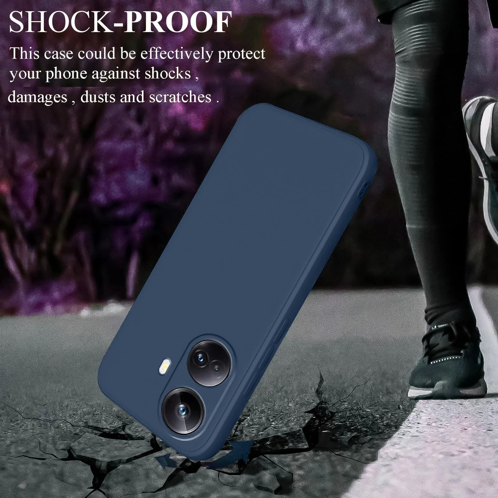 DL3 Mobilak Soft Silicone Protective Case for realme 10 pro plus with Microfiber Lining and Shockproof Design - Dark Blue
