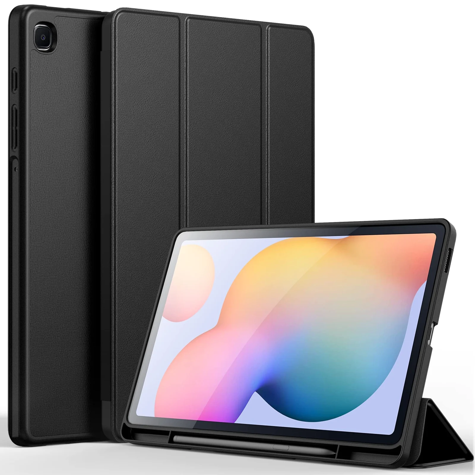 DL3 Mobilak Smart Case For Samsung Galaxy Tab S6 Lite 10.4 inch 2022 (SM-P613/P619) & 2020 (SM-P610/P615) with Pencil Holder, Soft TPU Smart Stand Back Cover Auto Wake/Sleep - Black