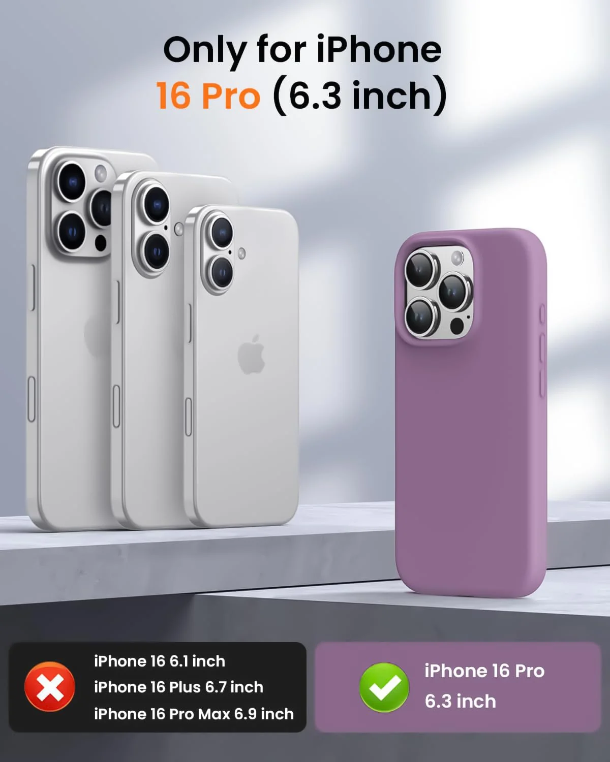 DL3 Mobilak Liquid Silicone Protective Case with Soft Microfiber Lining for iPhone 16 Pro - Lilac Purple