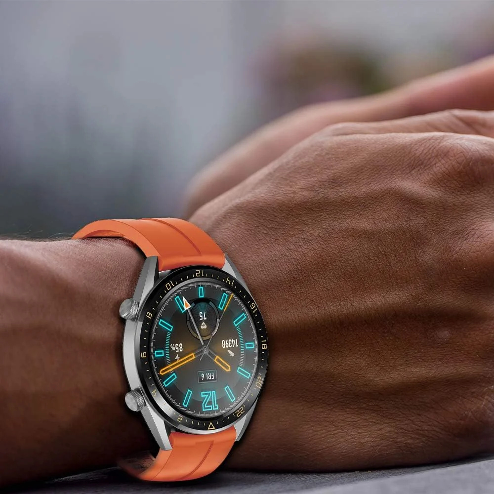 DL3 Mobilak Strap Silicone Band 22MM For Samsung galaxy watch 3 45mm /watch 46mm/Gear S3/Huawei watch GT3 46MM/GT2E/GT 46mm/GT2 Pro/GT2 46MM/honor Magic Watch2 46mm/Amazfit GTR4/GTR3/2/2e - Orange