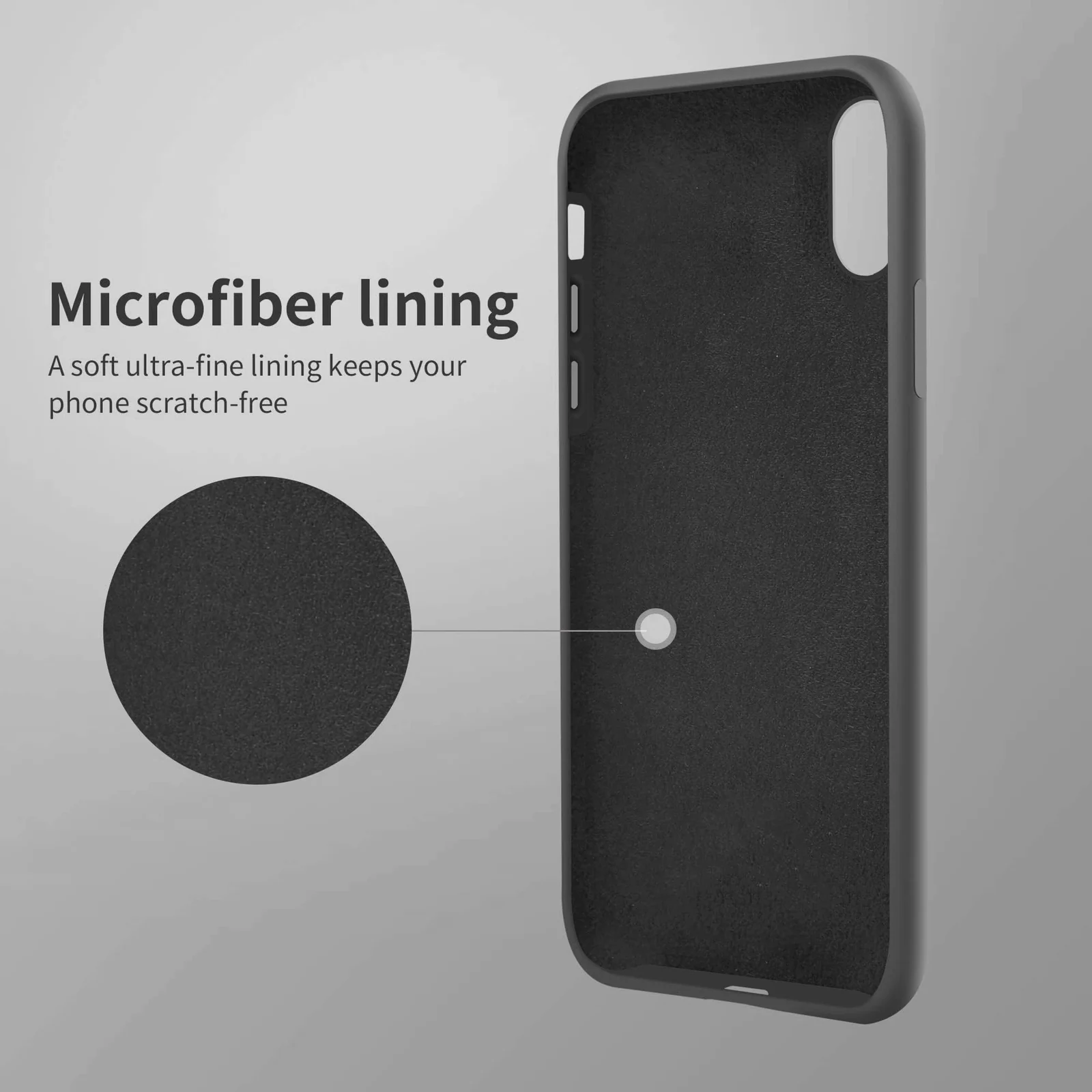 DL3 Mobilak Liquid Silicone Protective Case for iPhone X / iPhone XS with Camera Protection and Microfiber Lining - Gray