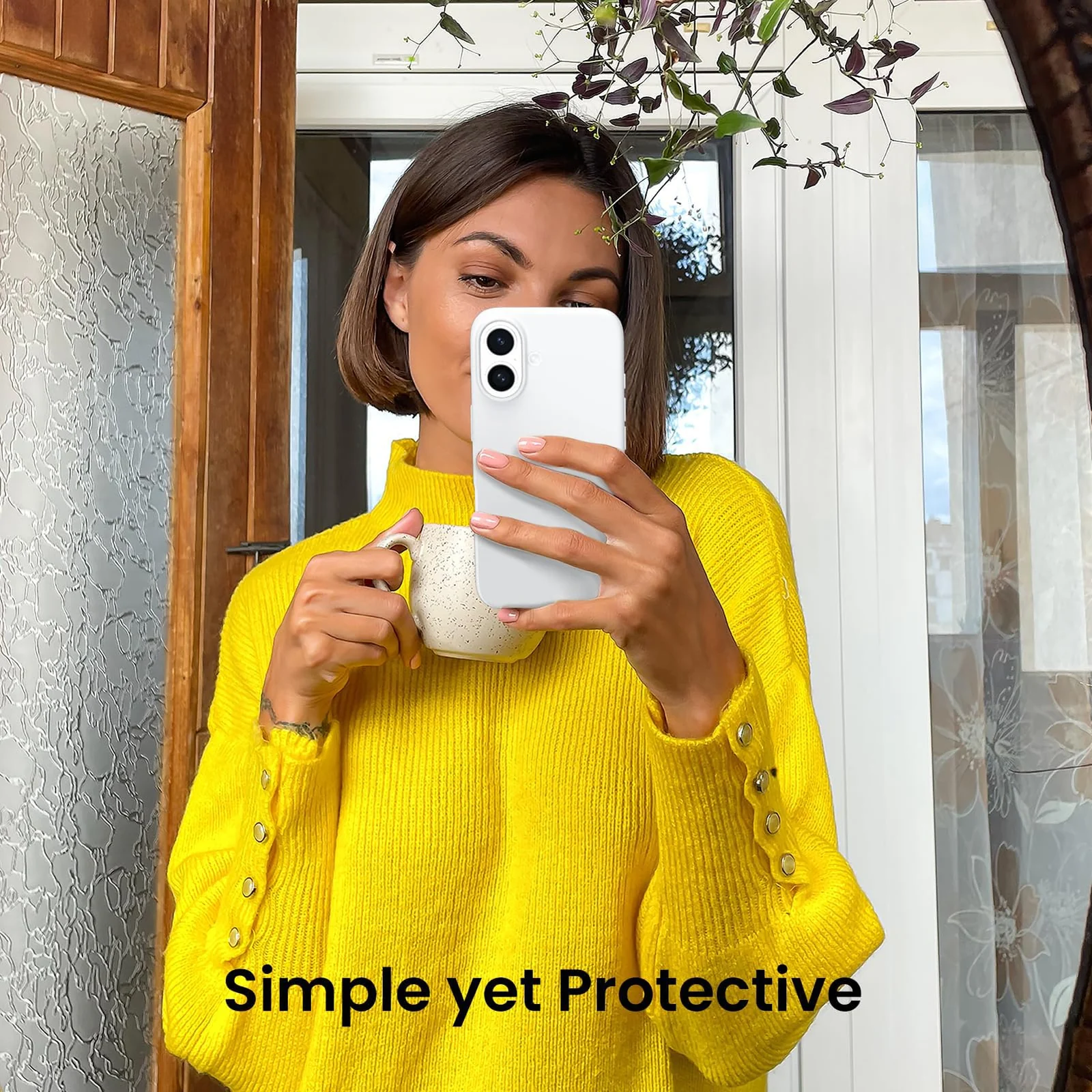 DL3 Mobilak Liquid Silicone Protective Case with Soft Microfiber Lining for iPhone 16 - White