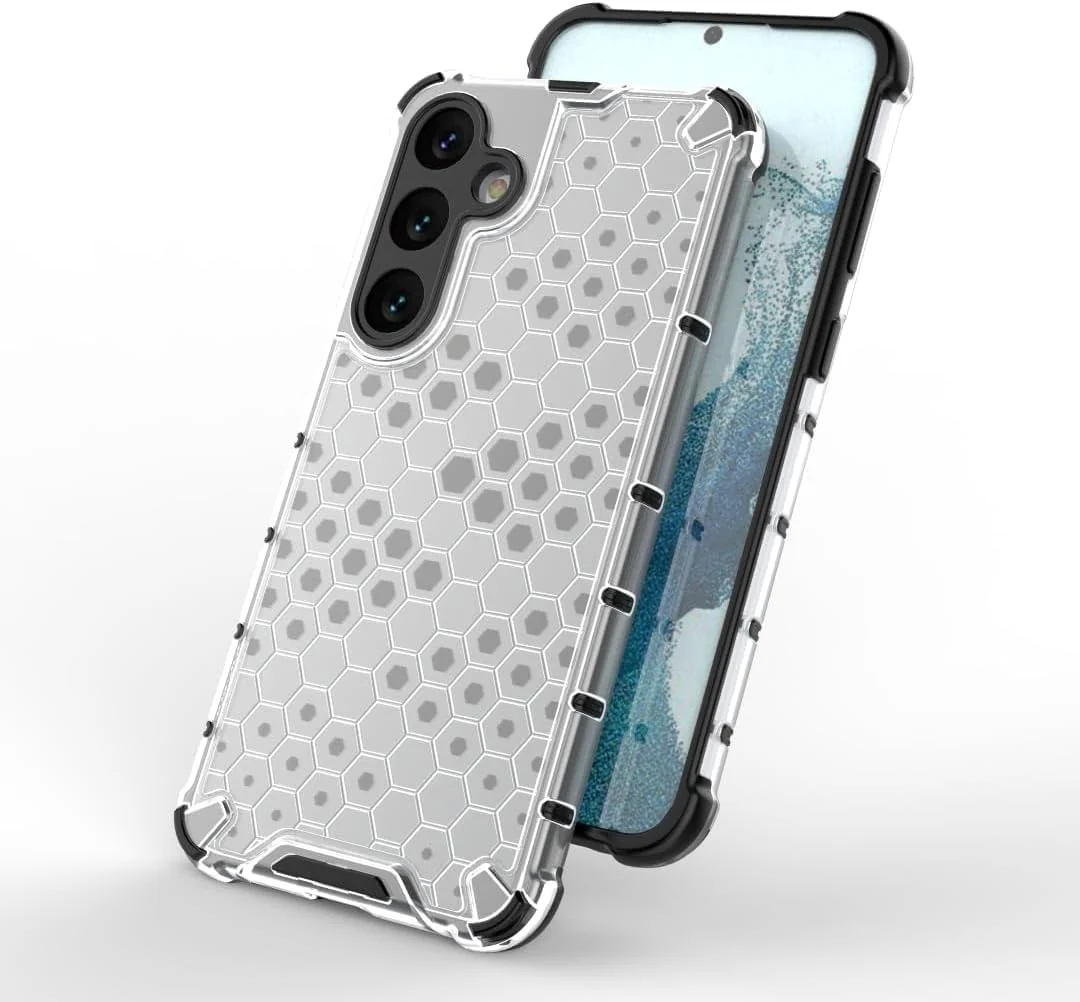 DL3 Mobilak Case For Samsung Galaxy A35 5G, [Honeycomb Design] Drop Protection, Ultra Thin TPU + PC Transparent Silicone Protective Case, Shockproof Cover - Clear