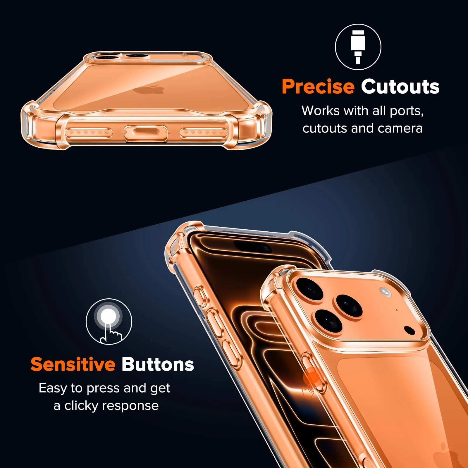 DL3 Mobilak Clear TPU Case for iPhone 17 Pro 6.3-Inch with, Camera protection, Shock-absorbing protection, Scratch-resistant surface - Clear