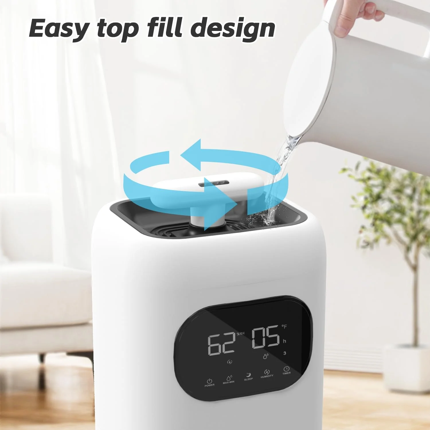 Mobigon Humidifiers for Bedroom Large Room - 8L Air Humidifier Large Room with Essential Oil Diffuser, Top Fill Cool Mist Humidifier for Home Bedroom Baby Nursery Whole House Office Plant - White