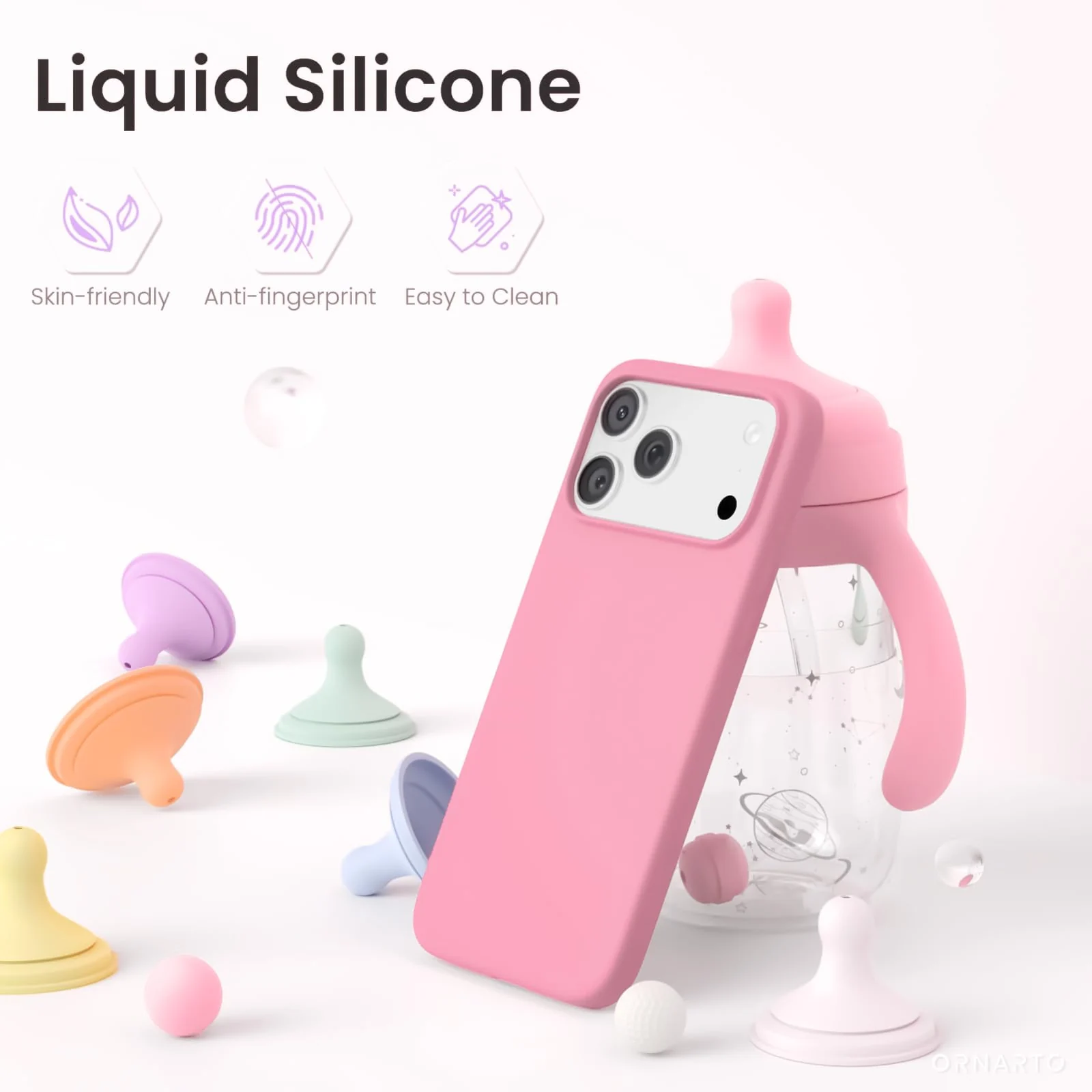 DL3 Mobilak Compatible with iPhone 17 Pro Max 6.9-Inch Case, Premium Liquid Silicone Case, Full Body Protective Cover, Shockproof, Slim Phone Case, Anti-Scratch Soft Microfiber Lining - Pink