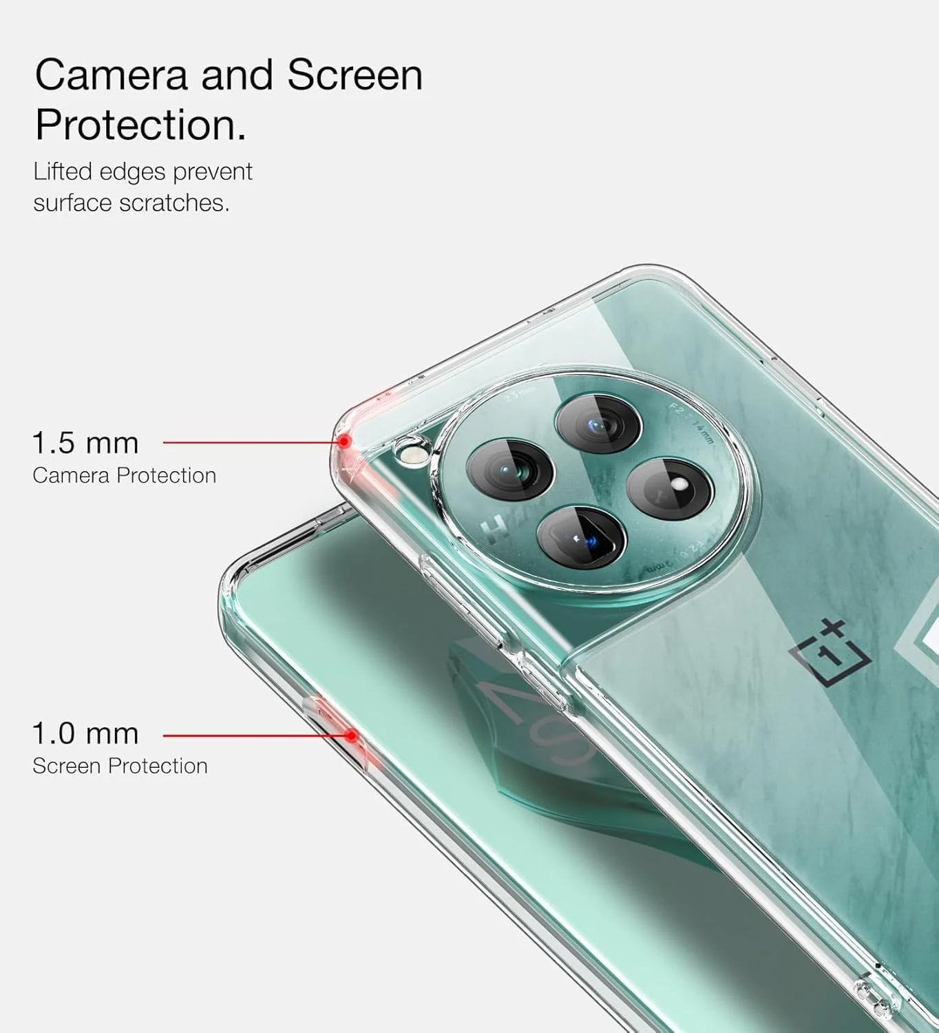 DL3 Mobilak Case Compatible with OnePlus 12 5G Case Crystal Soft TPU Gel Case Flexible Silicone Anti-Scratch Camera Protection TPU Cover - Clear