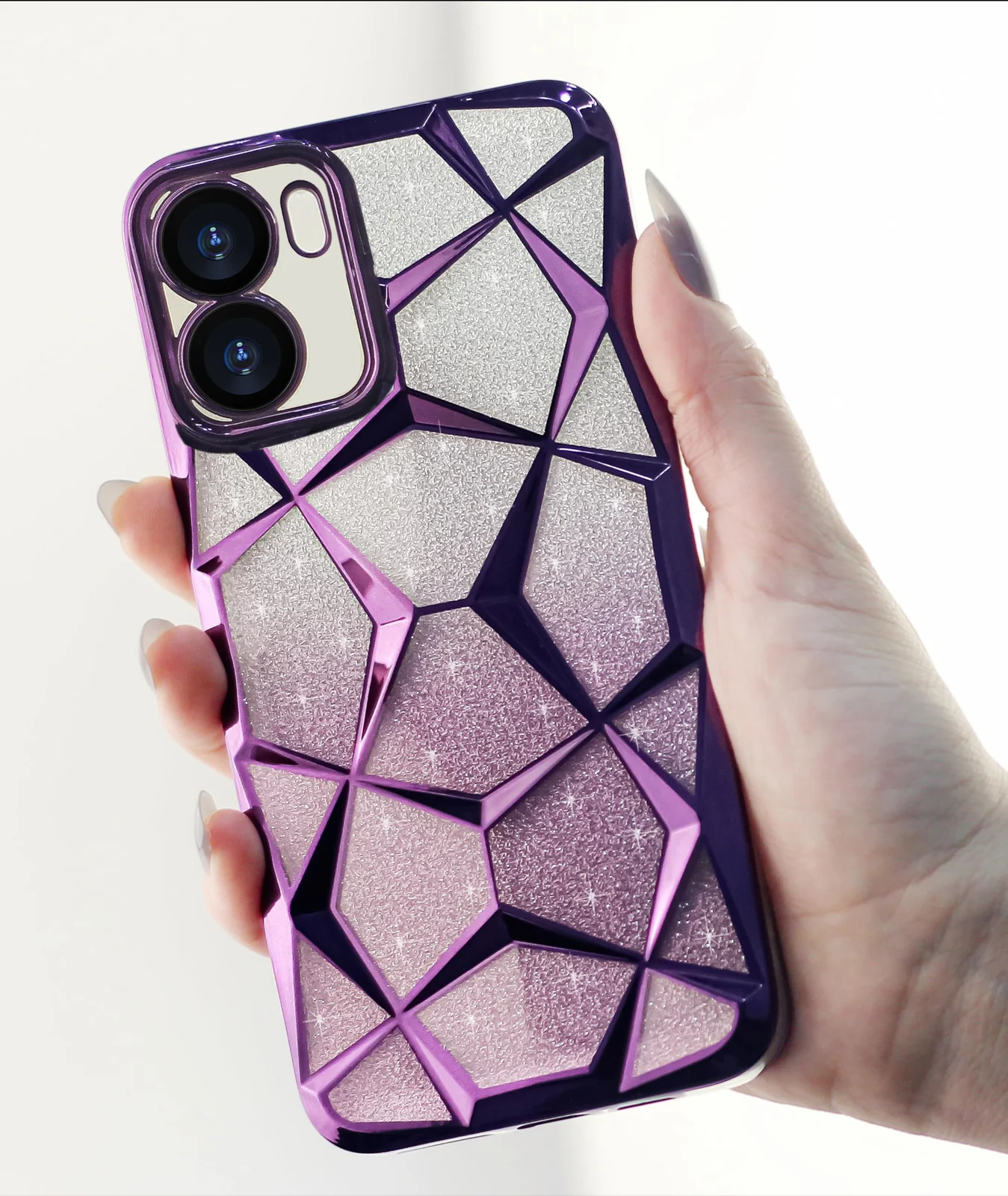 DL3 Mobilak Glitter Protective Case with Camera Protection for Xiaomi Redmi 13C 4G - Purple