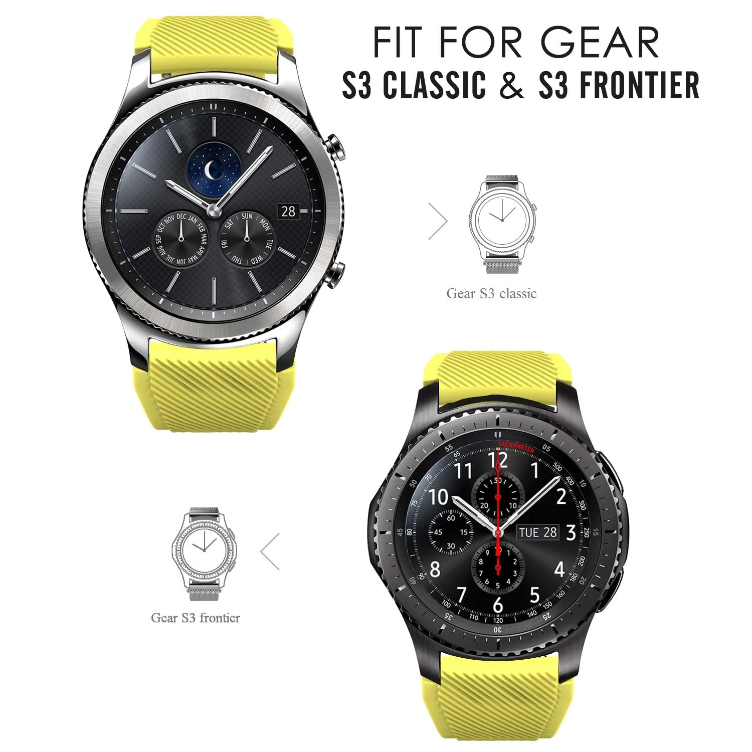 DL3 Mobilak Silicone Sport Band 22MM Xiaomi Redmi Watch 5 Active/5 Lite/Samsung Galaxy Watch 46mm/Watch 3 45mm/Gear S3/Huawei watch (GT6 GT5 GT4 GT3 GT2 GT 46MM)/GT2E/GT5 Pro/GT 6 Pro/Amazfit GTR 3/4 - Yellow