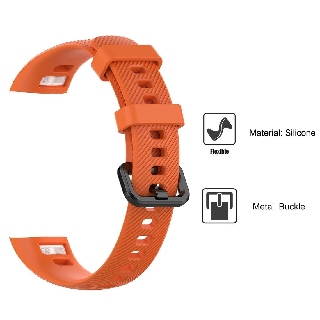 DL3 Mobilak Compatible for Honor Band 5/Honor Band 4 Strap, Soft Silicone Sport Wristband Adjustable Accessory Bracelet Replacement Band for Honor Band 5/Band 4 - Orange
