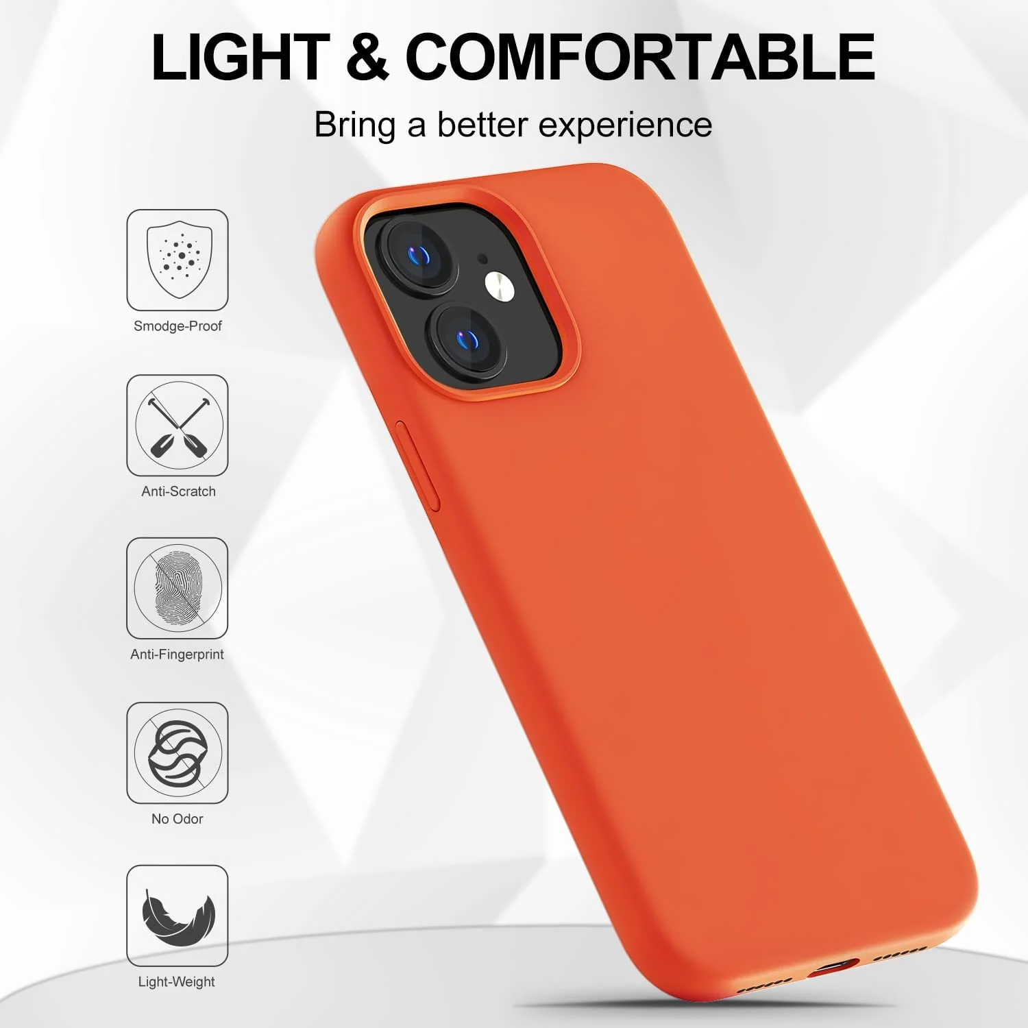 DL3 Mobilak Compatible with iPhone 11 (6.1 Inch) Case, Liquid Silicone Case, Full Body Protective Cover, Shockproof, Slim Phone Case, Anti-Scratch Soft Microfiber Lining - Orange