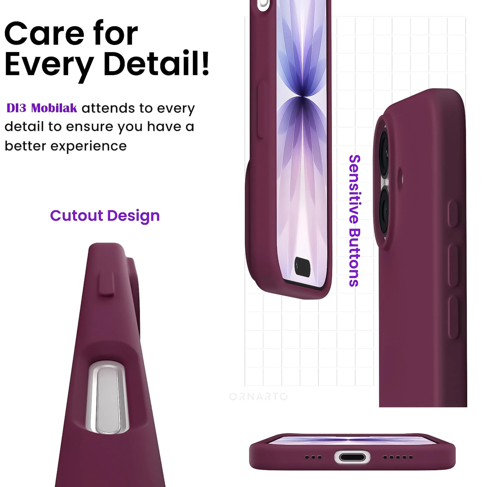 DL3 Mobilak Liquid Silicone Protective Case for iPhone 17 6.3-Inch with Microfiber Lining and Shockproof Design - Wine Red 2