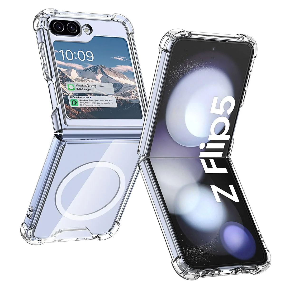DL3 Mobilak for Samsung Galaxy Z Flip 5 Case, Compatible with MagSafe Shockproof Protection Yellowing Resistant Magnetic Phone Case for Galaxy Z Flip 5 5G (2023) - Clear