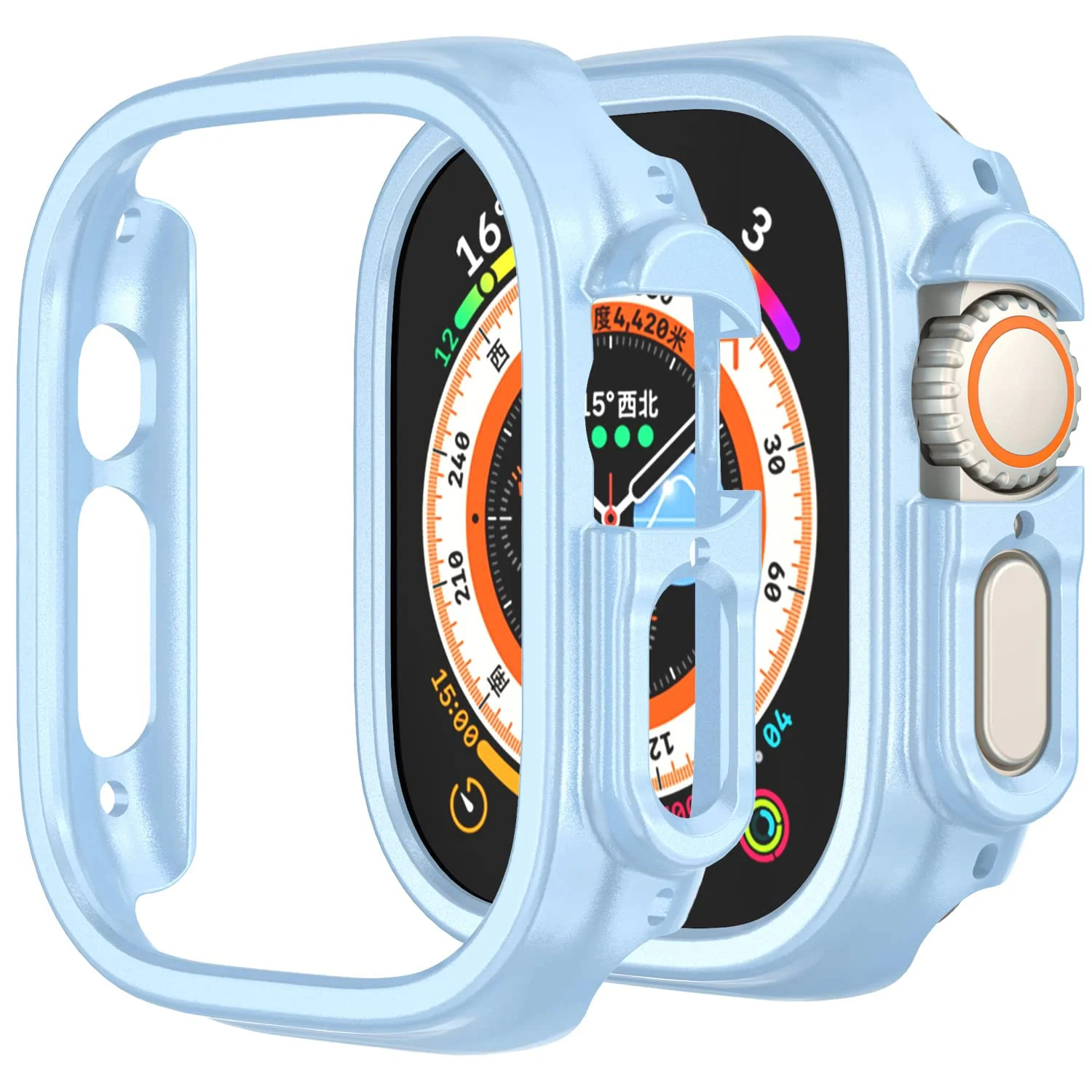 DL3 Mobilak Compatible For Apple Watch Ultra Case 49mm, Shockproof Ultra-Thin Hard PC Bumper Case All-Around Edge Protective Cover Frame[NO Screen Protector] for iWatch Accessories - Baby Blue