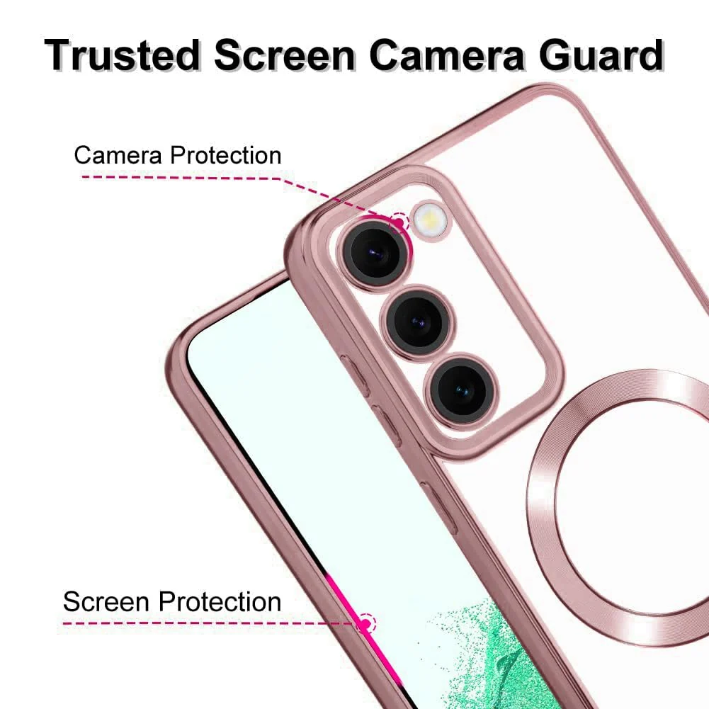 DL3 Mobilak Clear MagSafe-Compatible Magnetic Case for Samsung Galaxy S20 FE with Camera Protection and Shockproof Design - Pink