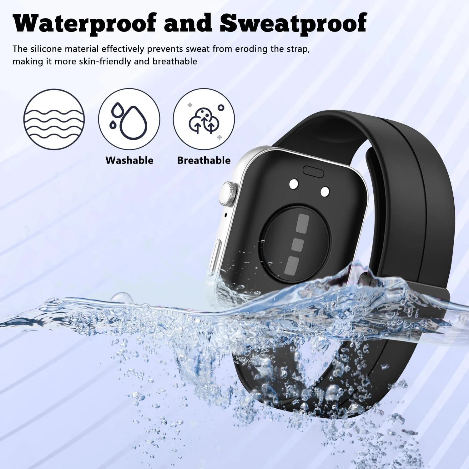 DL3 Mobilak Silicone Strap Compatible with Huawei Watch Fit 3 Magnetic Metal Stainless Buckle Sport Silicone Strap for Huawei Watch Fit3 Band Quick Release Soft Replacment Wristband - Black