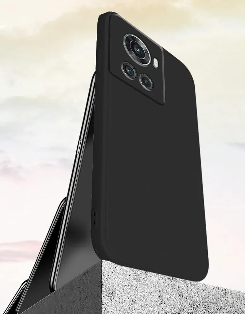 DL3 Mobilak OnePlus 10R Case, Soft Flexible Silicone Gel Rubber Bumper Cover, Full Body Shockproof Protective Phone Case - Black