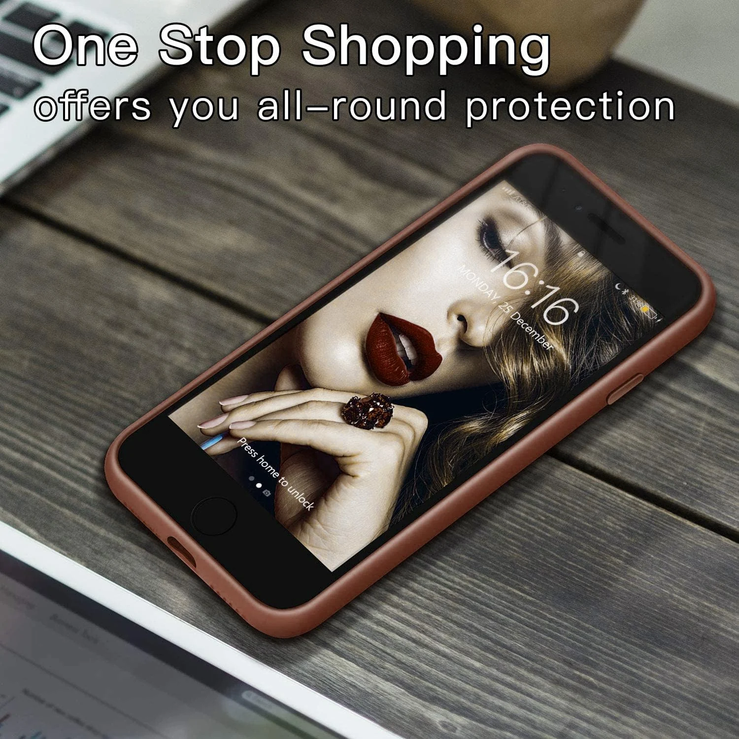 DL3 Mobilak Compatible with iPhone 7/8, iPhone SE 2022, SE 2020, Case, Liquid Silicone Case, Full Body Protective Cover, Shockproof, Slim Phone Case, Anti-Scratch Soft Microfiber - Brown