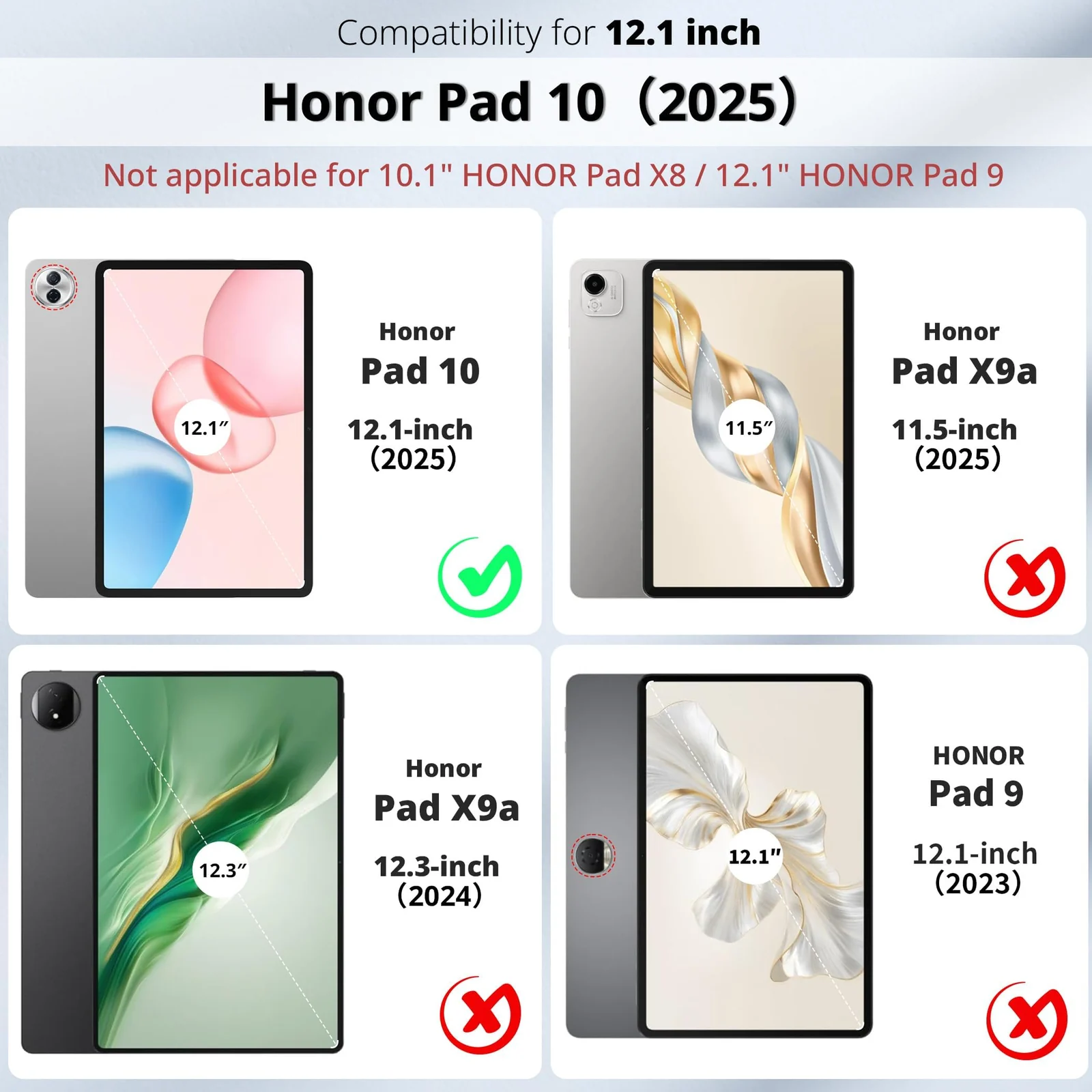 DL3 Mobilak Honor Pad 10 12.1 inch 2025 Case with Pen Holder, Soft TPU Back Trifold Stand Protective Smart Cover Flip, Auto Wake&Sleep - Blue