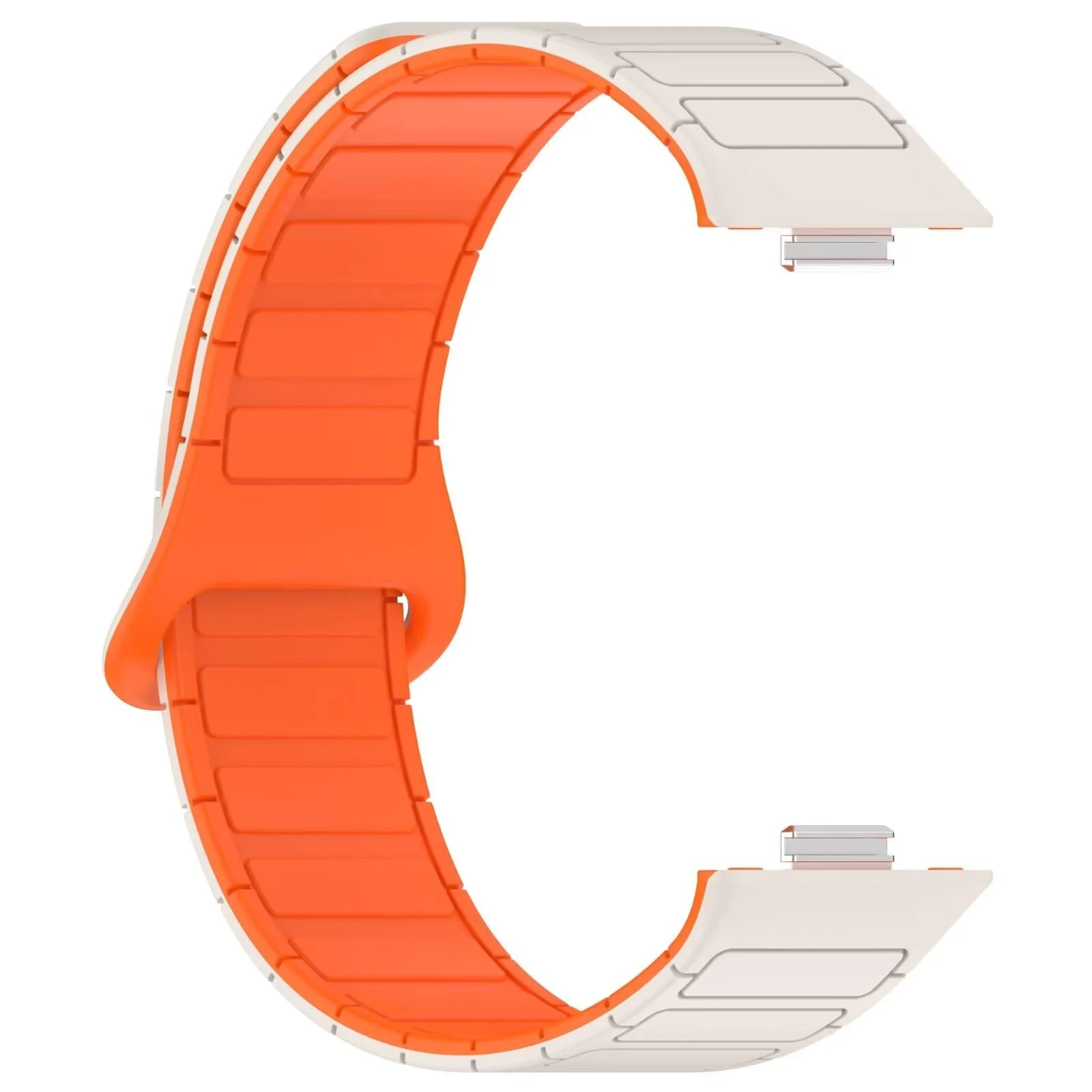DL3 Mobilak Magnetic Strap for Huawei Watch Fit 4 Pro/Fit4/Fit 3 Replacement Straps Strong Silicone, Easy to Wear, Waterproof, Sporty, Daily Wear Watchbands for Men and Women - Starlight | Orange
