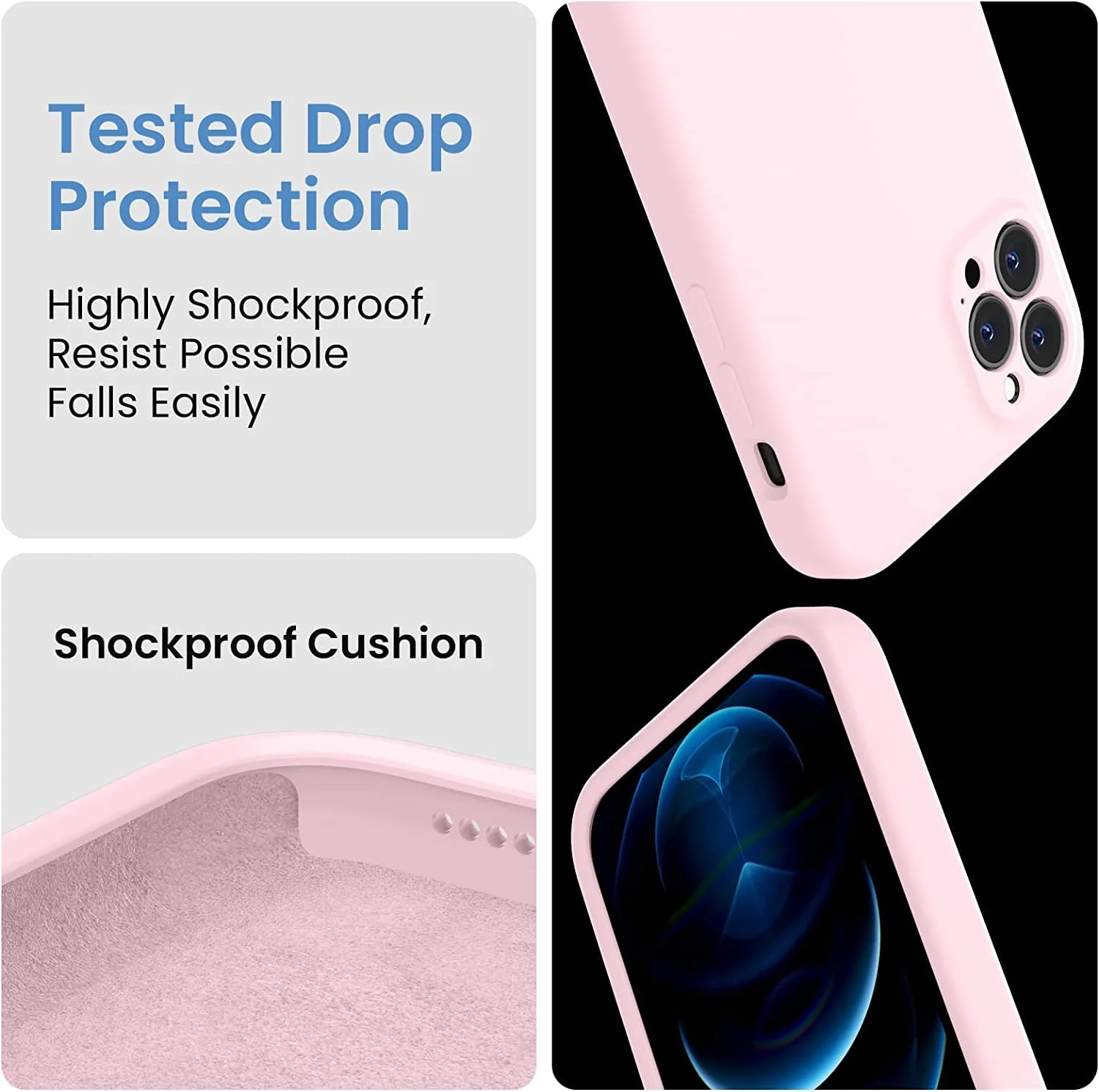 DL3 Mobilak Liquid Silicone Protective Case with Soft Microfiber Lining for iPhone 12 Pro Max (6.7 Inch) - Pink Sand