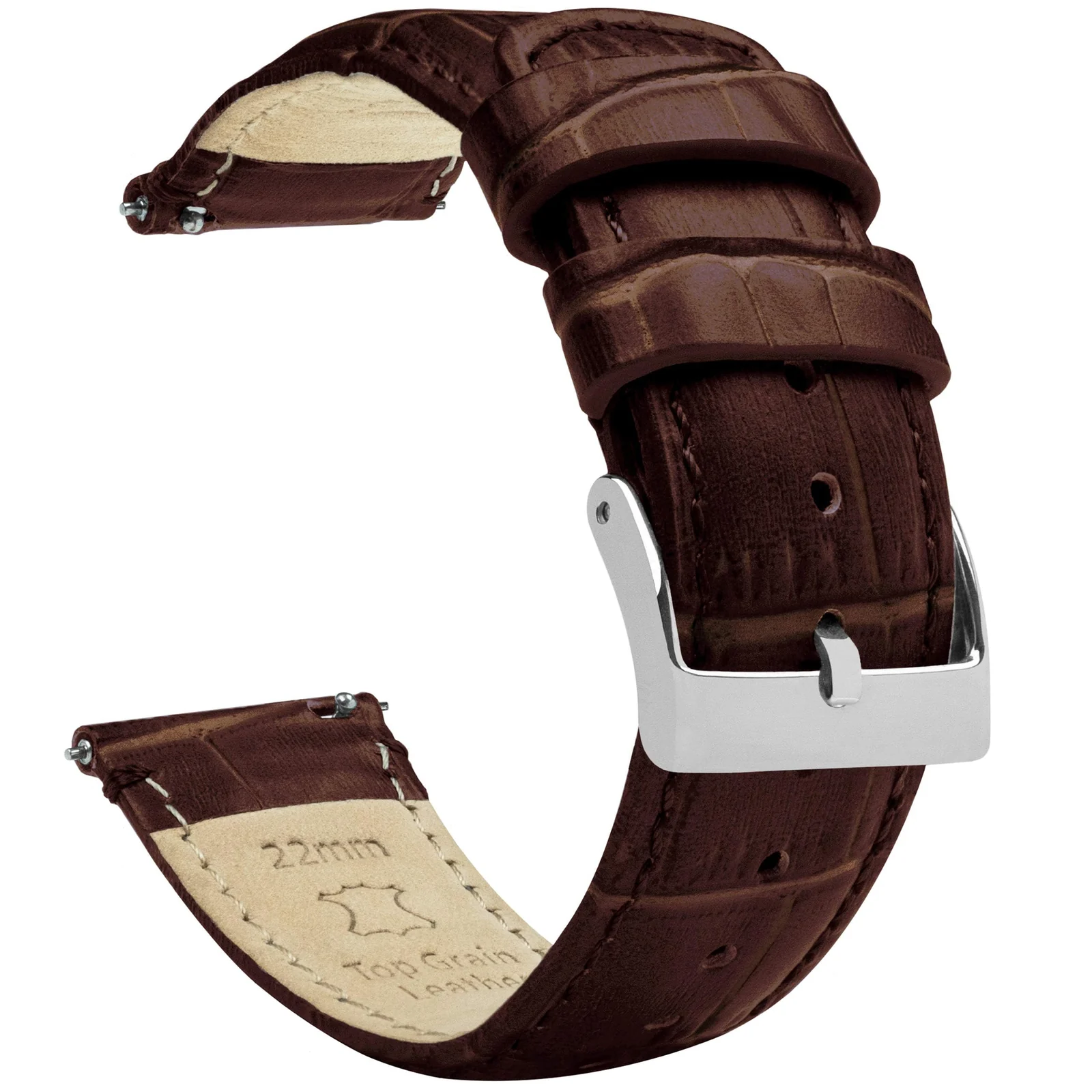 DL3 Mobilak Strap Leather 22MM Band For Samsung Galaxy Watch 3 45mm/Watch 46mm/Gear S3/Huawei watch GT5 GT4 GT3 46MM/Watch 4/3/GT2E/GT2 Pro/GT 3 Pro/GT5 Pro/GT GT2 46MM/Amazfit GTR 4/3/3 Pro/2/2e - Coffee Brown