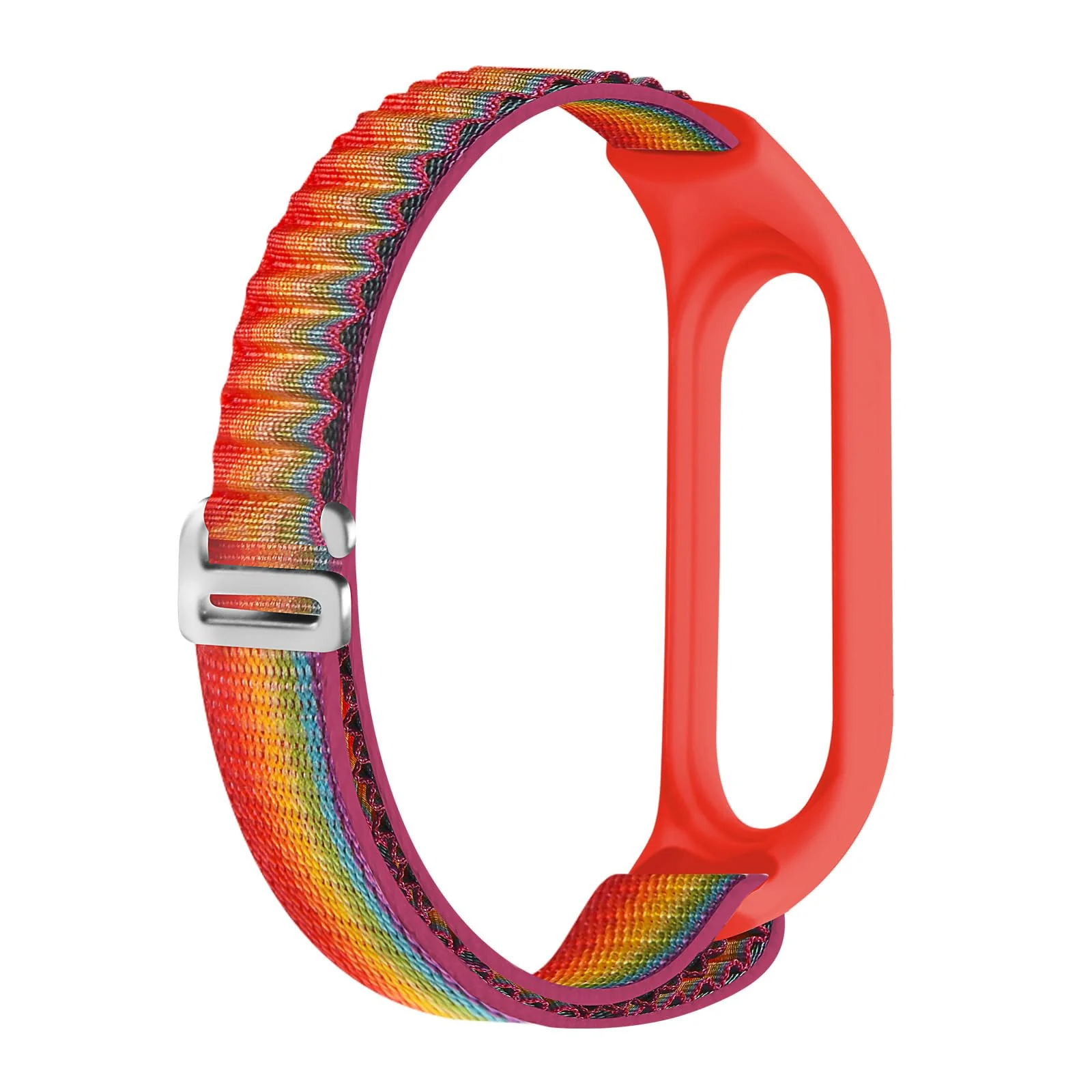 DL3 Mobilak Alpine Loop Band for Xiaomi Mi Band 7/Mi Band 6/Mi Band 5/Mi Band 4/Mi Band 3, Women Men Nylon Sport Solo Loop Rugged Wristband with G‑Hook - Colors Red