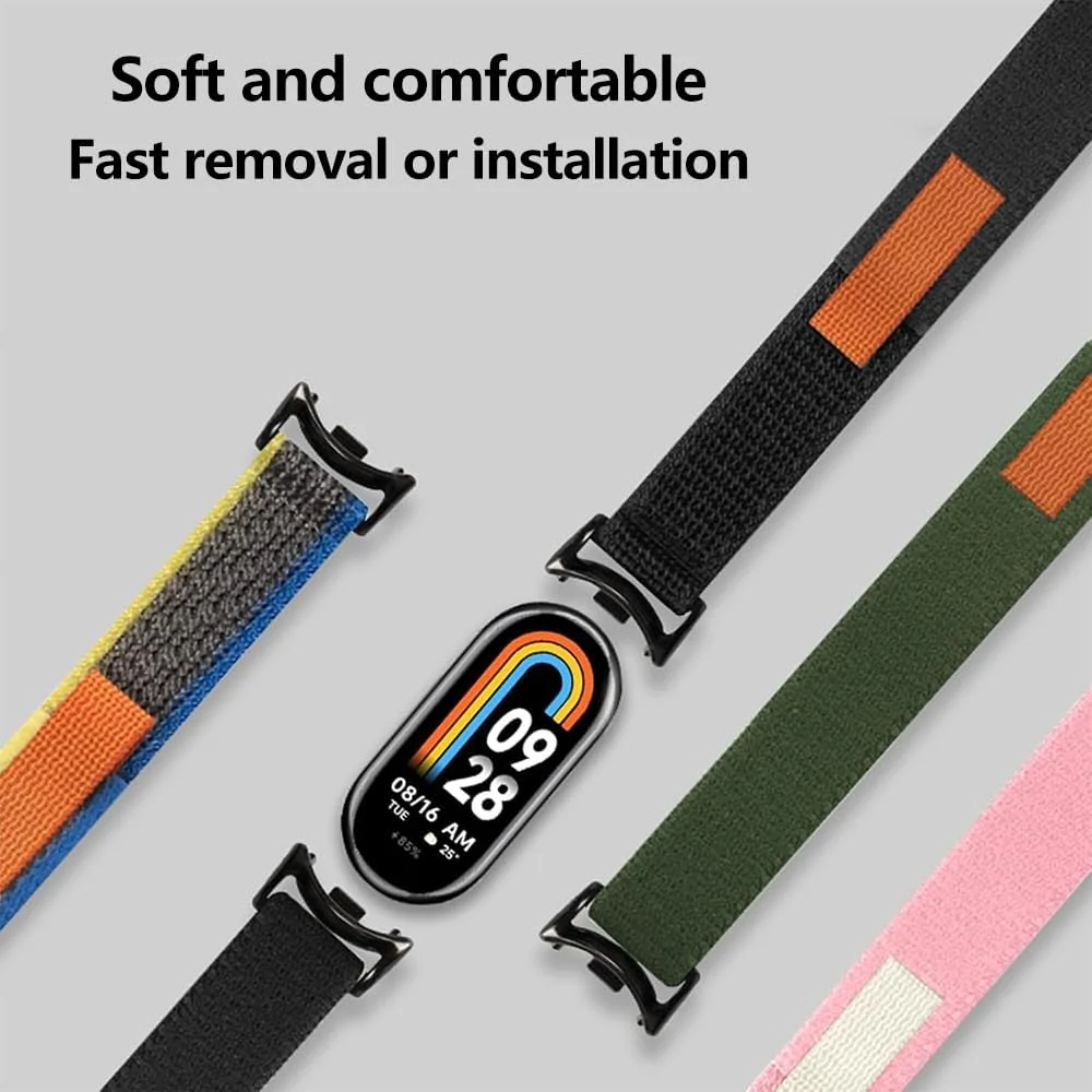 DL3 Mobilak Sport Bands Nylon For Xiaomi Mi Band 10/9/8 Men Women, Adjustable Elastic Breathable Soft Stretchy Wristband Loop Replacement Strap for Xiaomi Smart Band 8/9/10 - Starlight