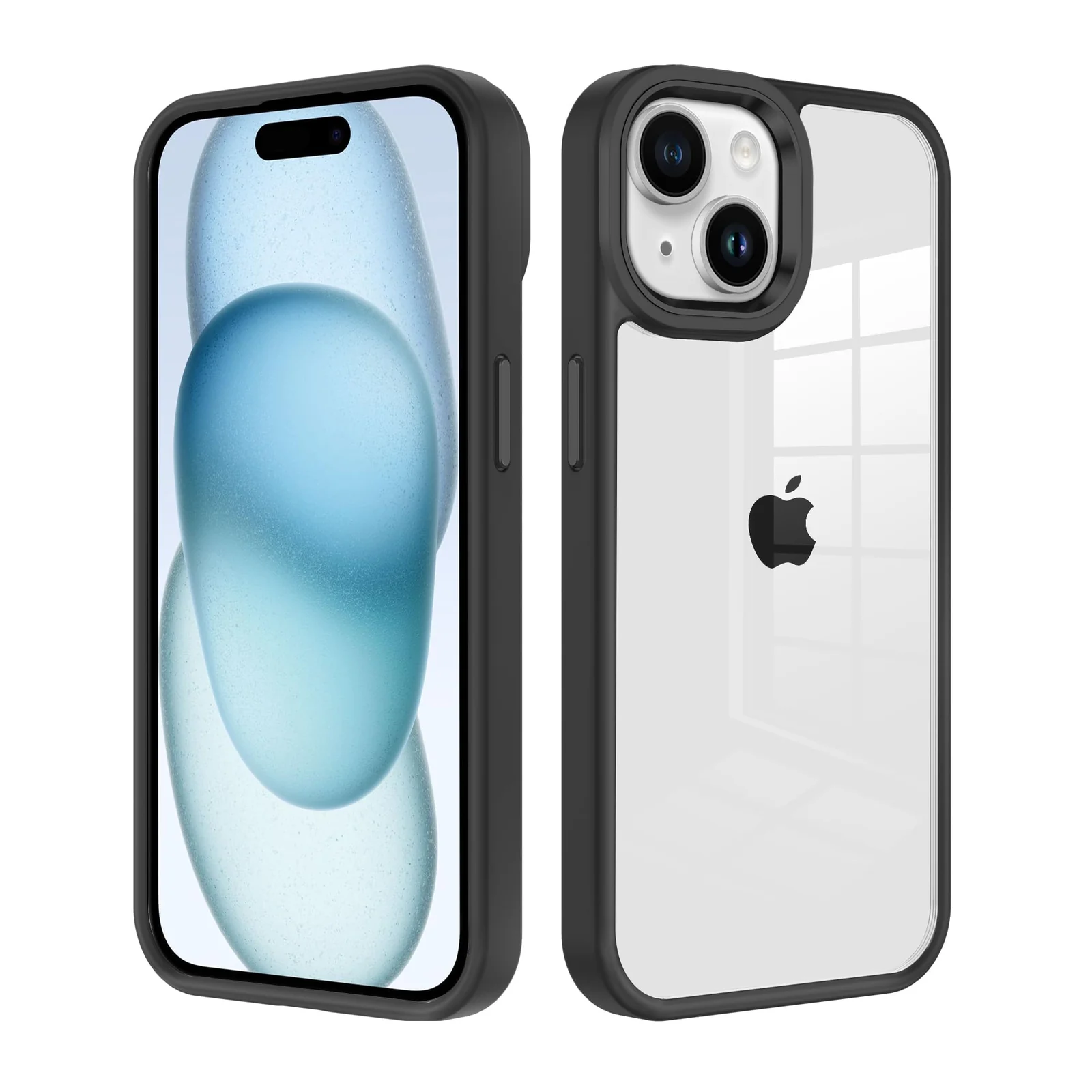 DL3 Mobilak Clear PC and TPU Protective Case for iPhone 13 / iPhone 14 with Shockproof Design and Anti-Yellowing Design - A Black