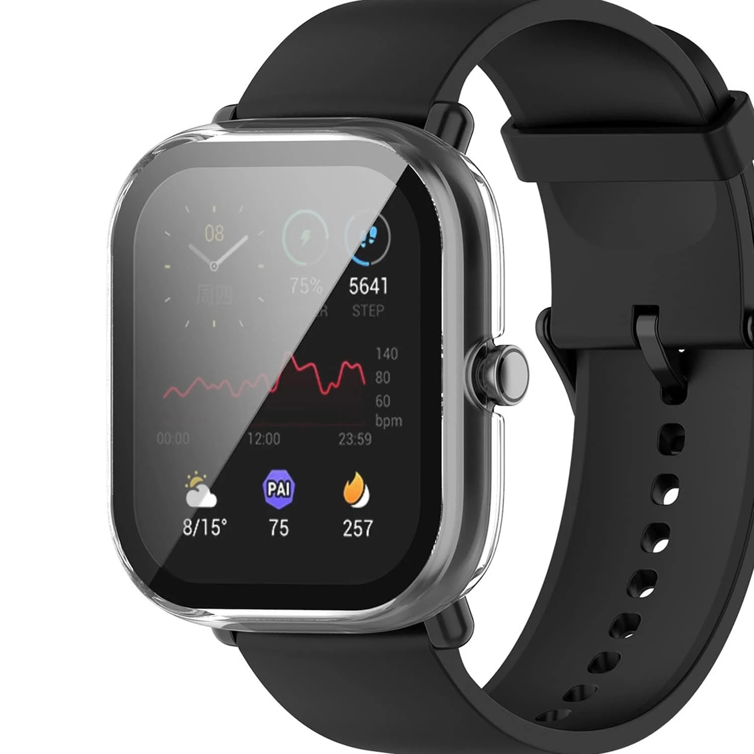 DL3 Mobilak Protective Case Compatible with Amazfit GTS 2 Mini 9H Hardness PC Case Bumper Full Slim Protective Cover with Tempered Glass For Amazfit GTS2 Mini - Clear