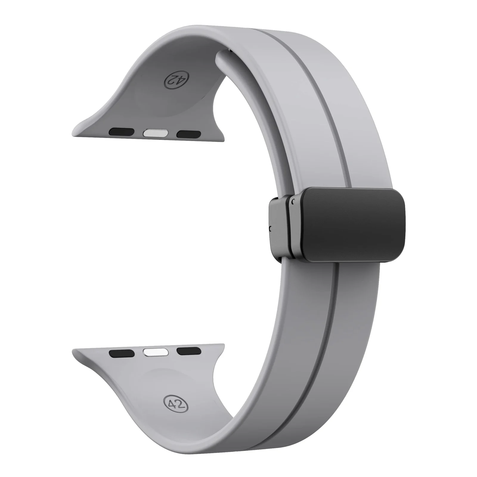 DL3 Mobilak Silicone Magnetic Band with Case For Apple Watch Ultra 49mm, Soft Sport Silicone Replacement Wristband Strap with Protective Bumper Cover for Apple Watch Ultra 2 Ultra 49mm - Light Grey